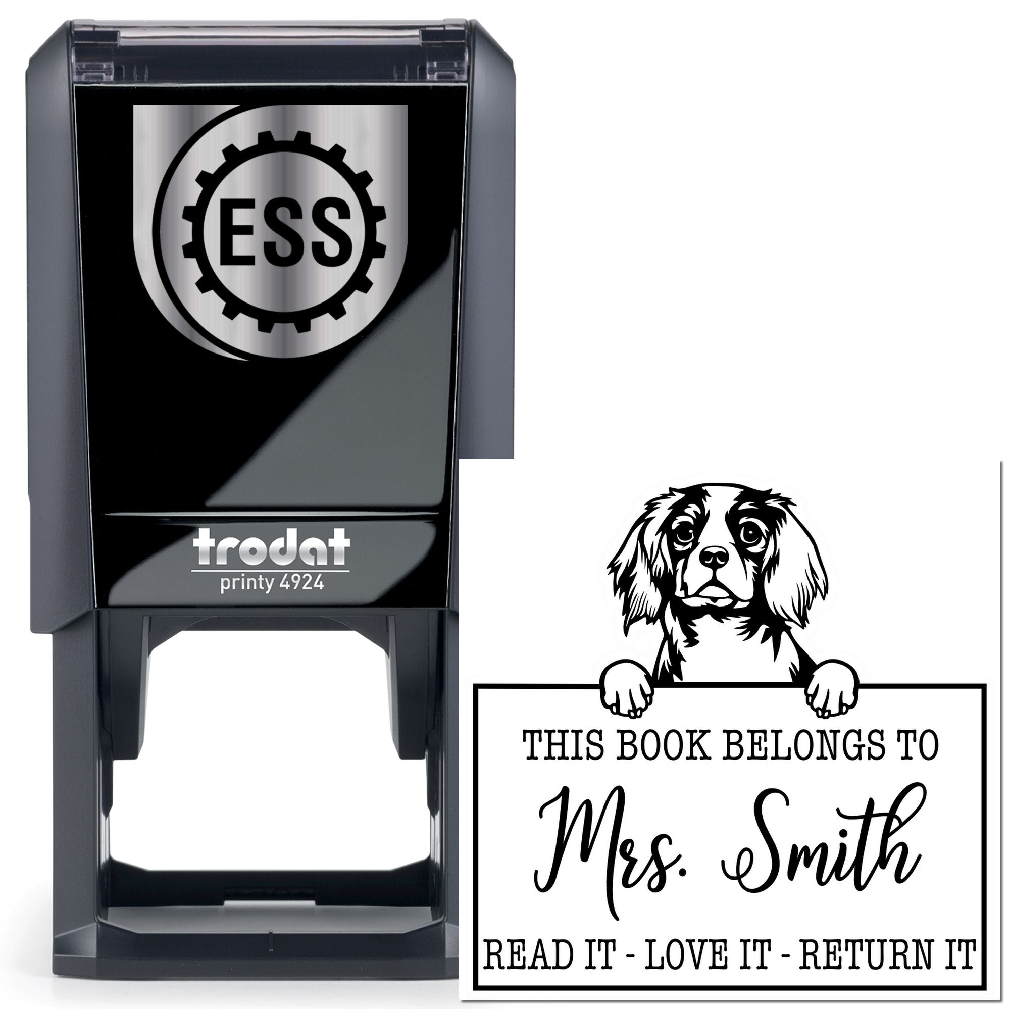 Cavalier King Charles Spaniel Personalizable Dog Read It Return It Stamp - Engineer Seal Stamps