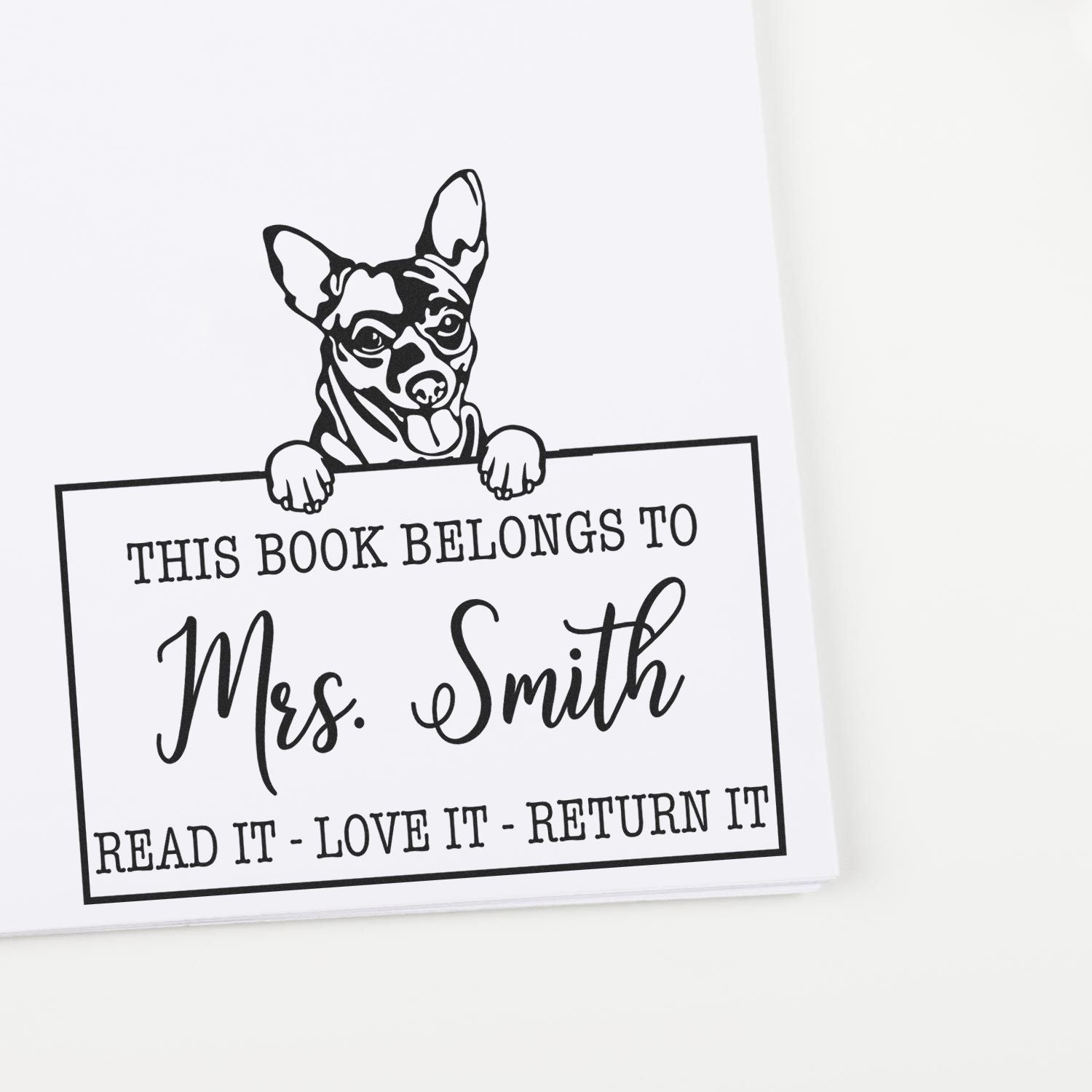 Customized Borrow And Love Stamp with Cihuahua - Engineer Seal Stamps