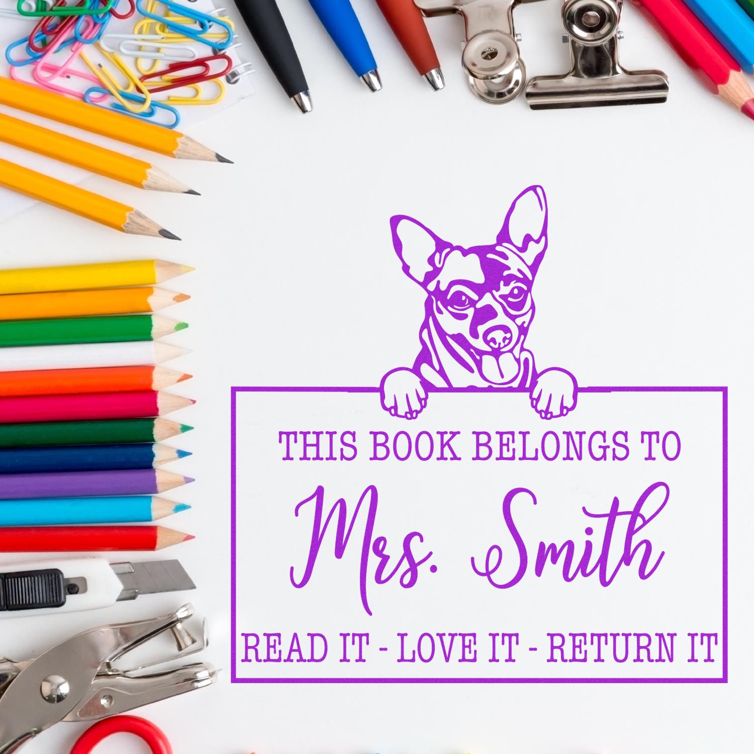 Cihuahua Customizable Pet Book Stamp - Engineer Seal Stamps