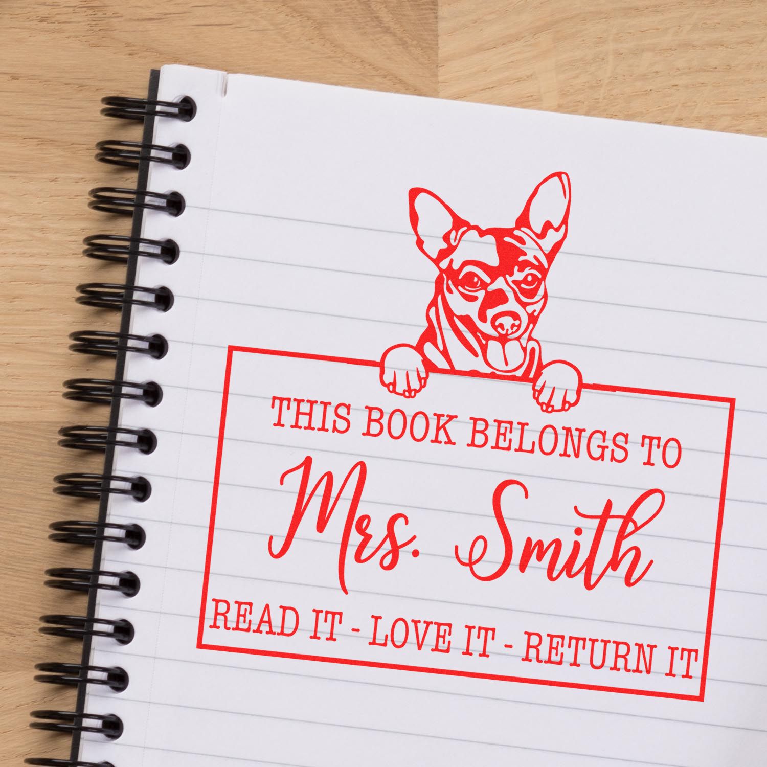 Personalized Teacher Desk Tools Stamp with Cihuahua Dog - Engineer Seal Stamps