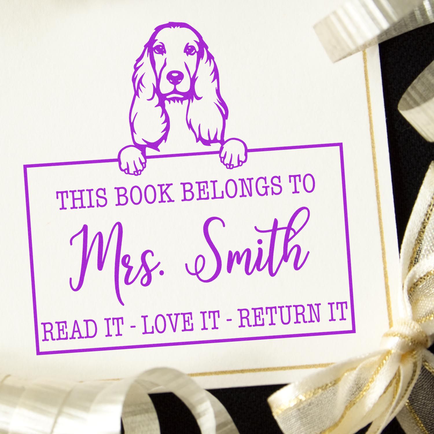 Customized Return It Book Stamp with Cocker Spaniel - Engineer Seal Stamps