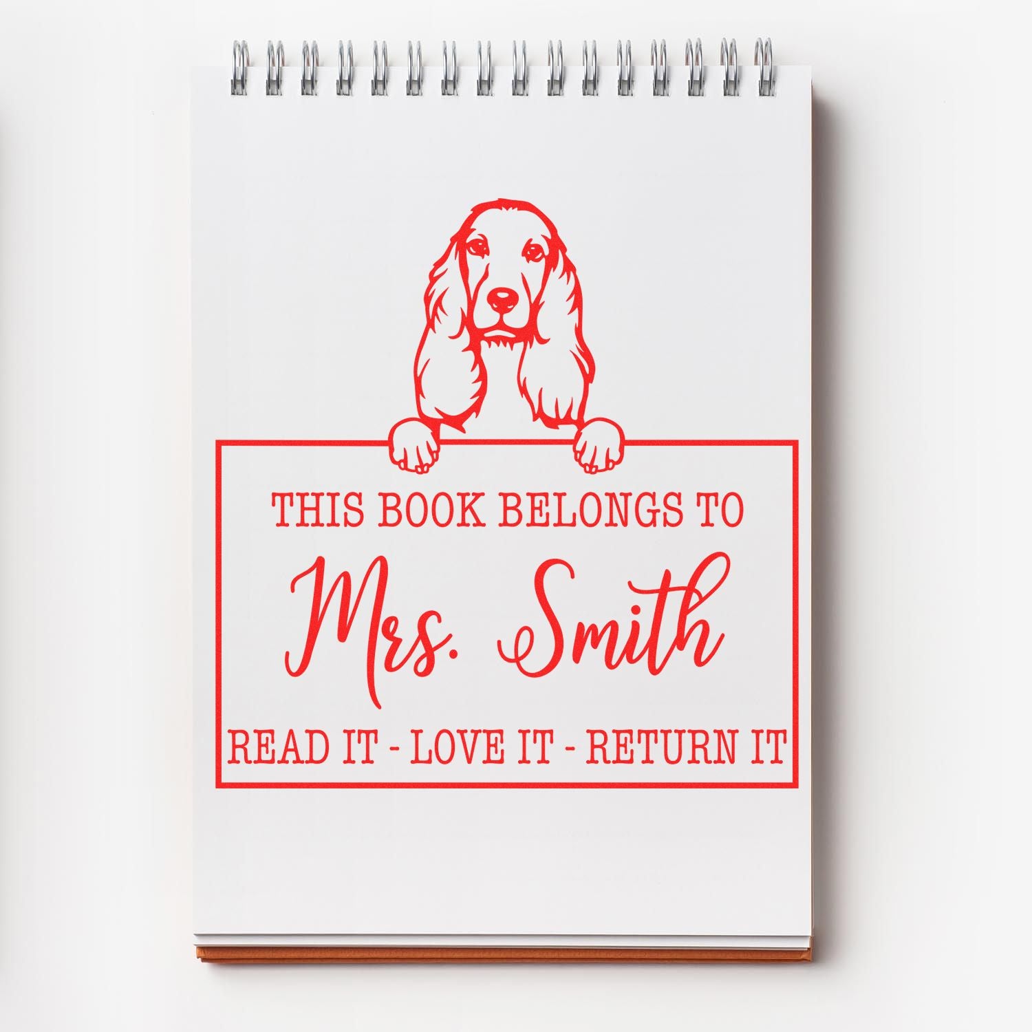 Customized Return It Book Stamp with Cocker Spaniel - Engineer Seal Stamps