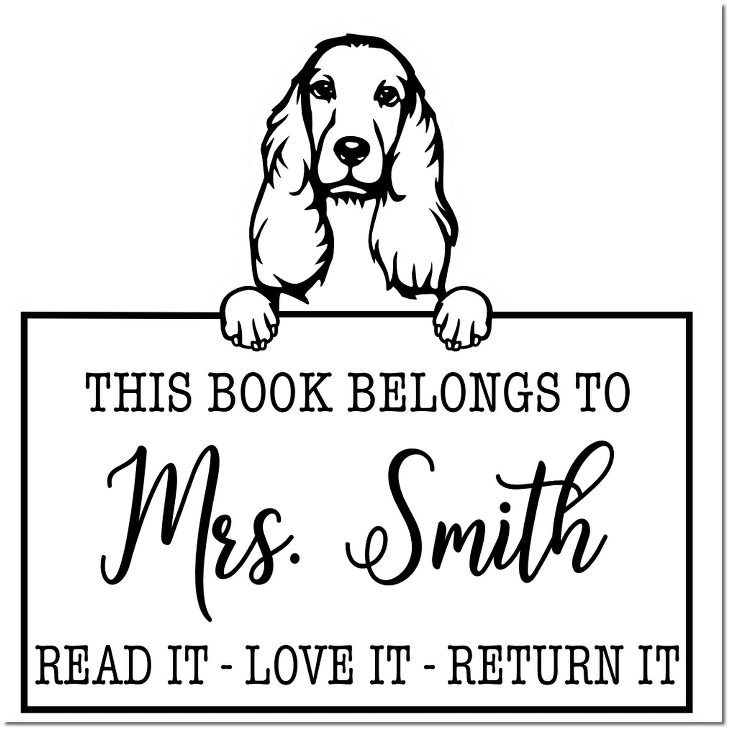 Cocker Spaniel Personalizable Dog This Book Belongs To Stamp - Engineer Seal Stamps