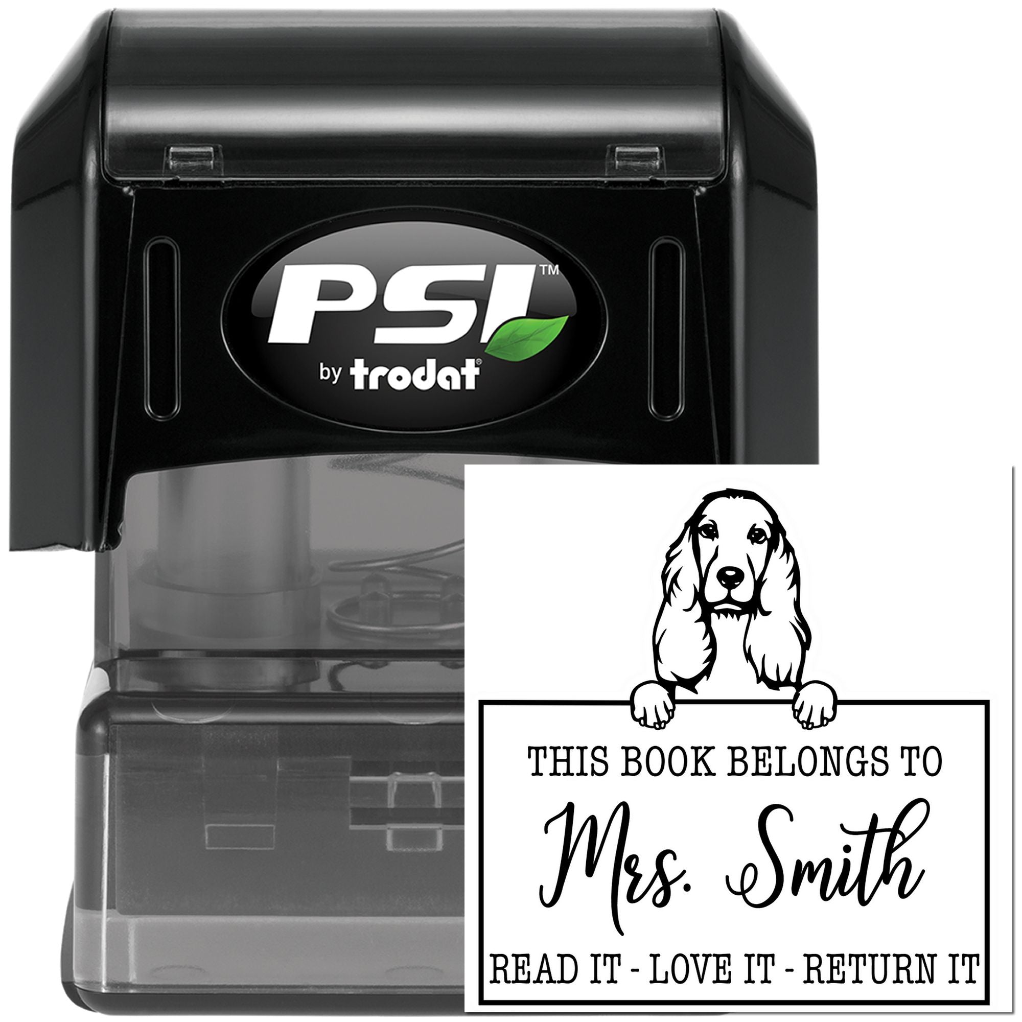 Customized Return It Book Stamp with Cocker Spaniel - Engineer Seal Stamps