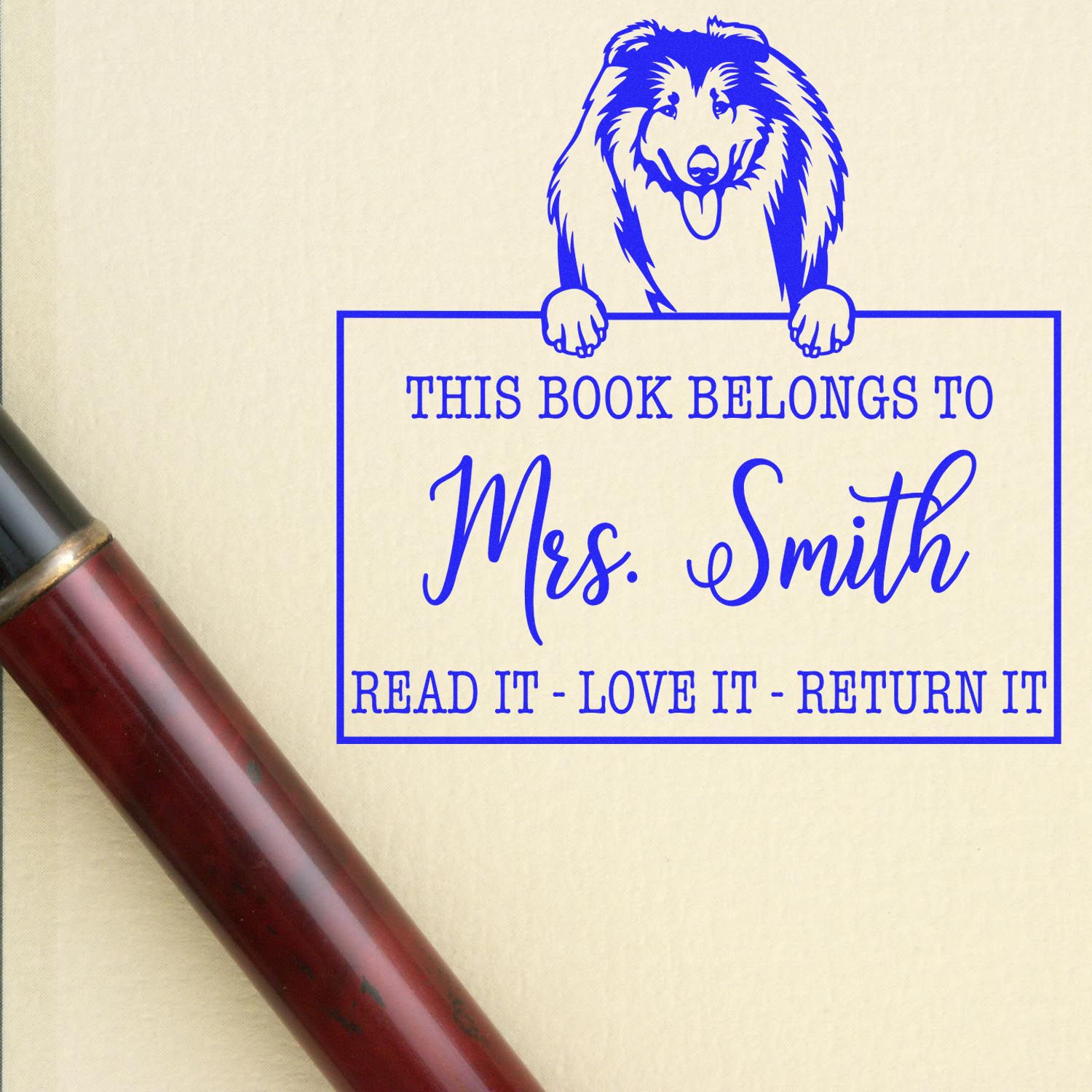 Personalized Educational Tools Stamp with Collies Dog - Engineer Seal Stamps