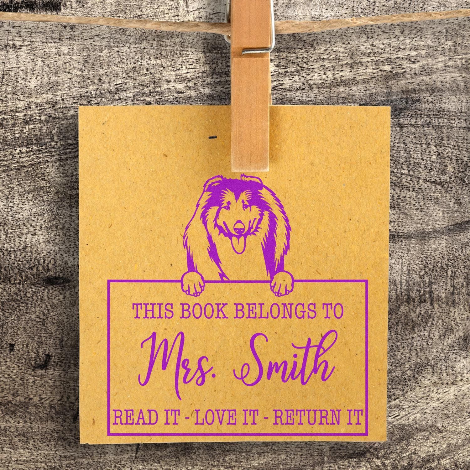 Collies Customizable Pet Read It Return It Stamp