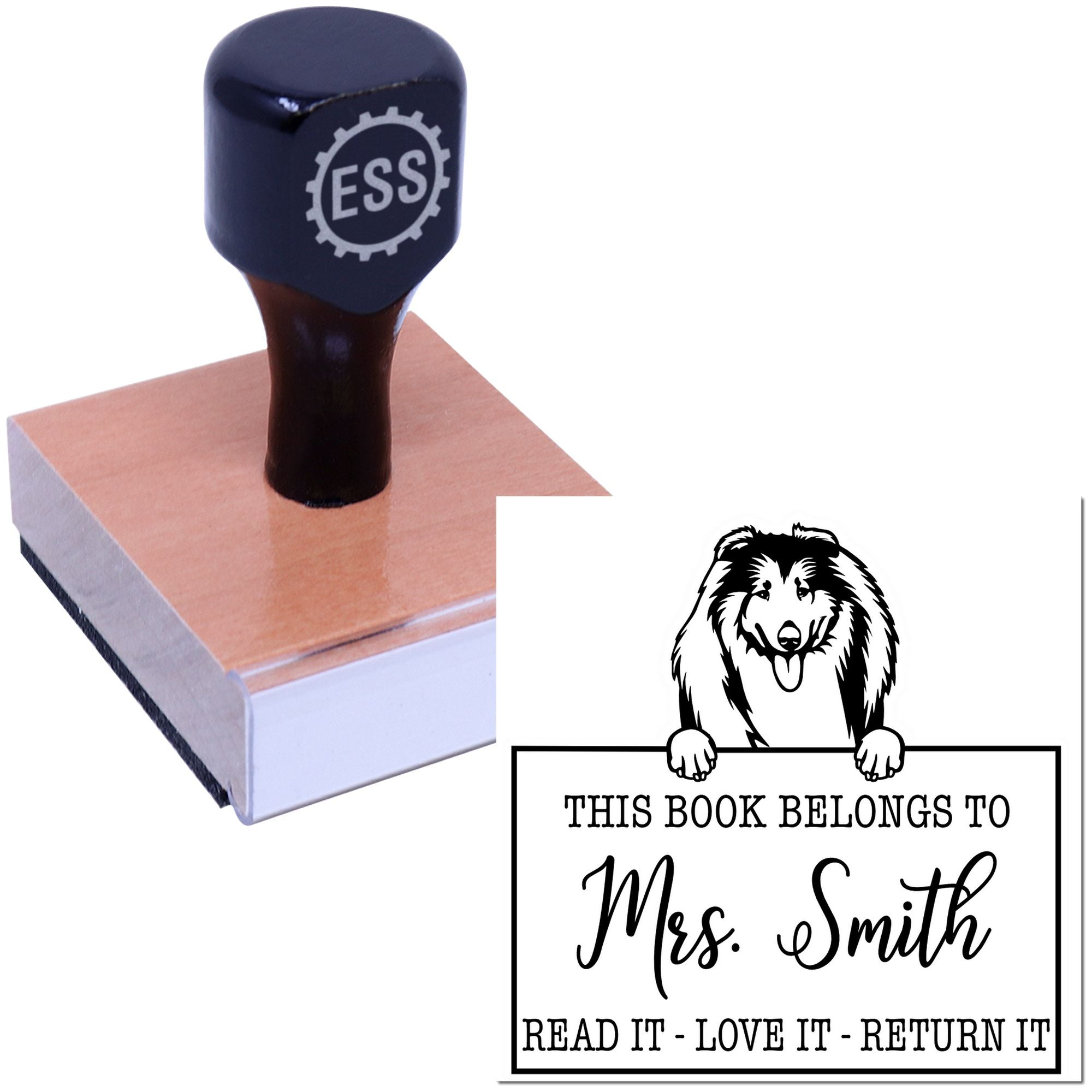 Collies Customizable Pet Read It Return It Stamp