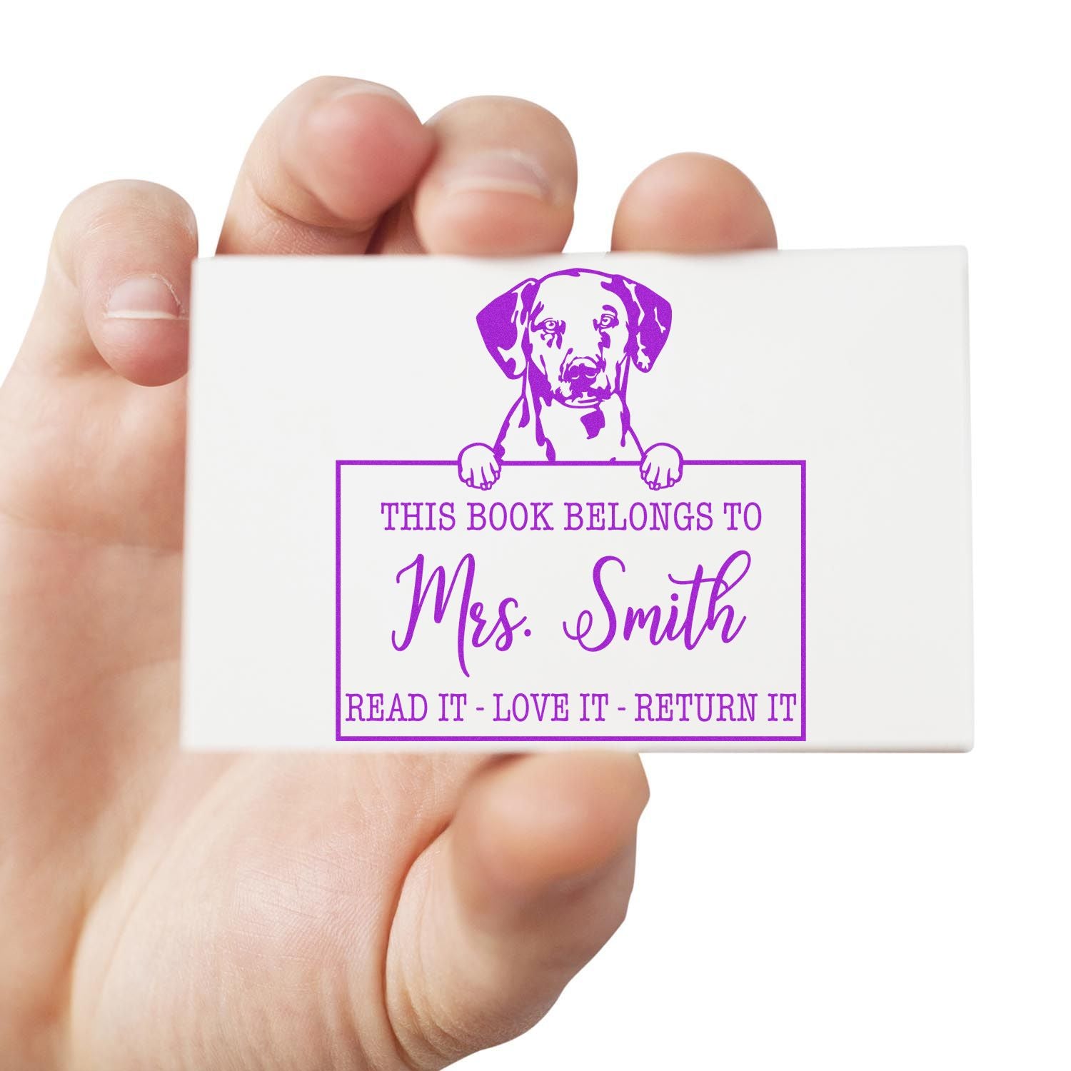 Personalized Library Tool For Teachers Stamp with Dalmatian Dog - Engineer Seal Stamps