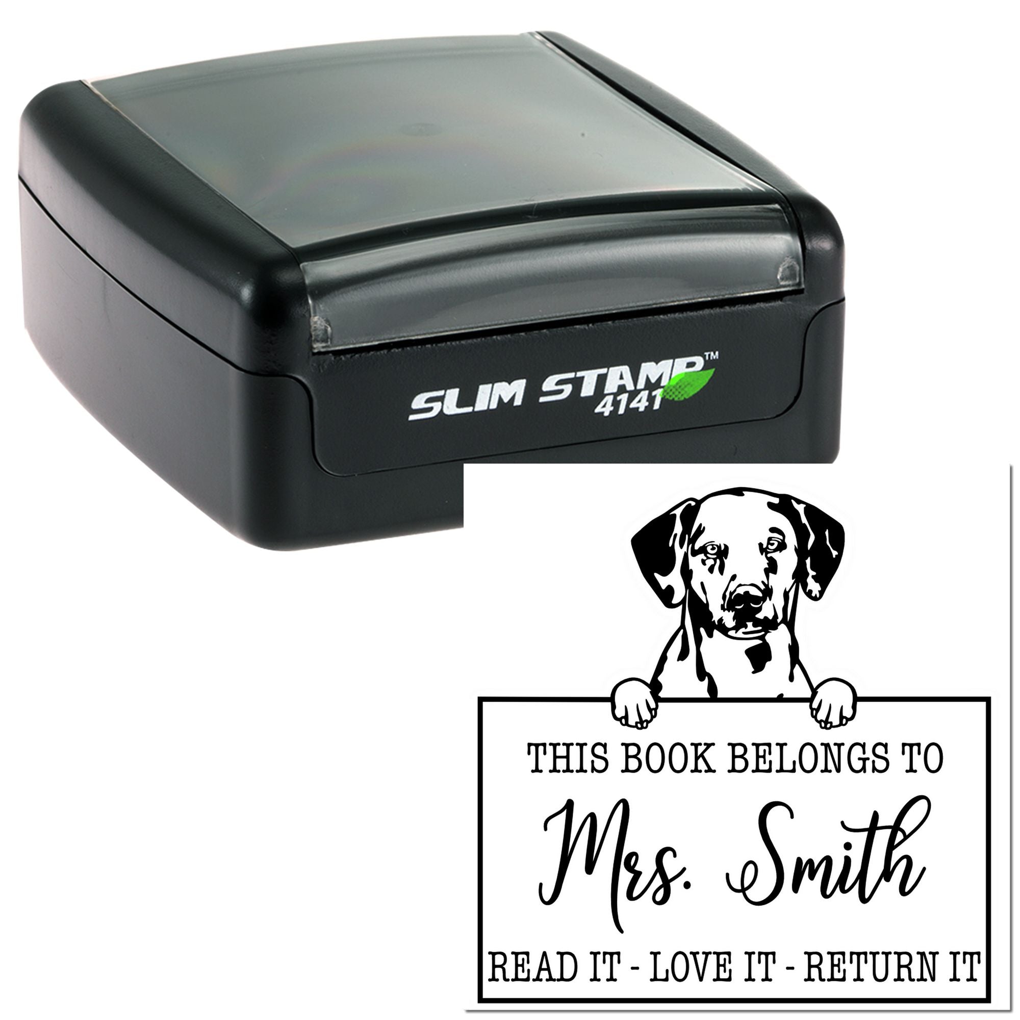 Personalized Library Tool For Teachers Stamp with Dalmatian Dog - Engineer Seal Stamps
