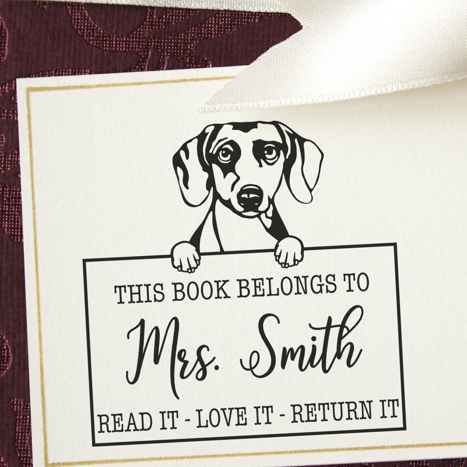 Customized Library Management Stamp with Daschound - Engineer Seal Stamps