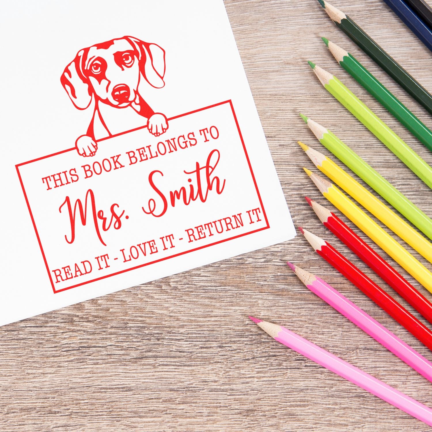 Daschound Personalizable Dog Library Stamp - Engineer Seal Stamps