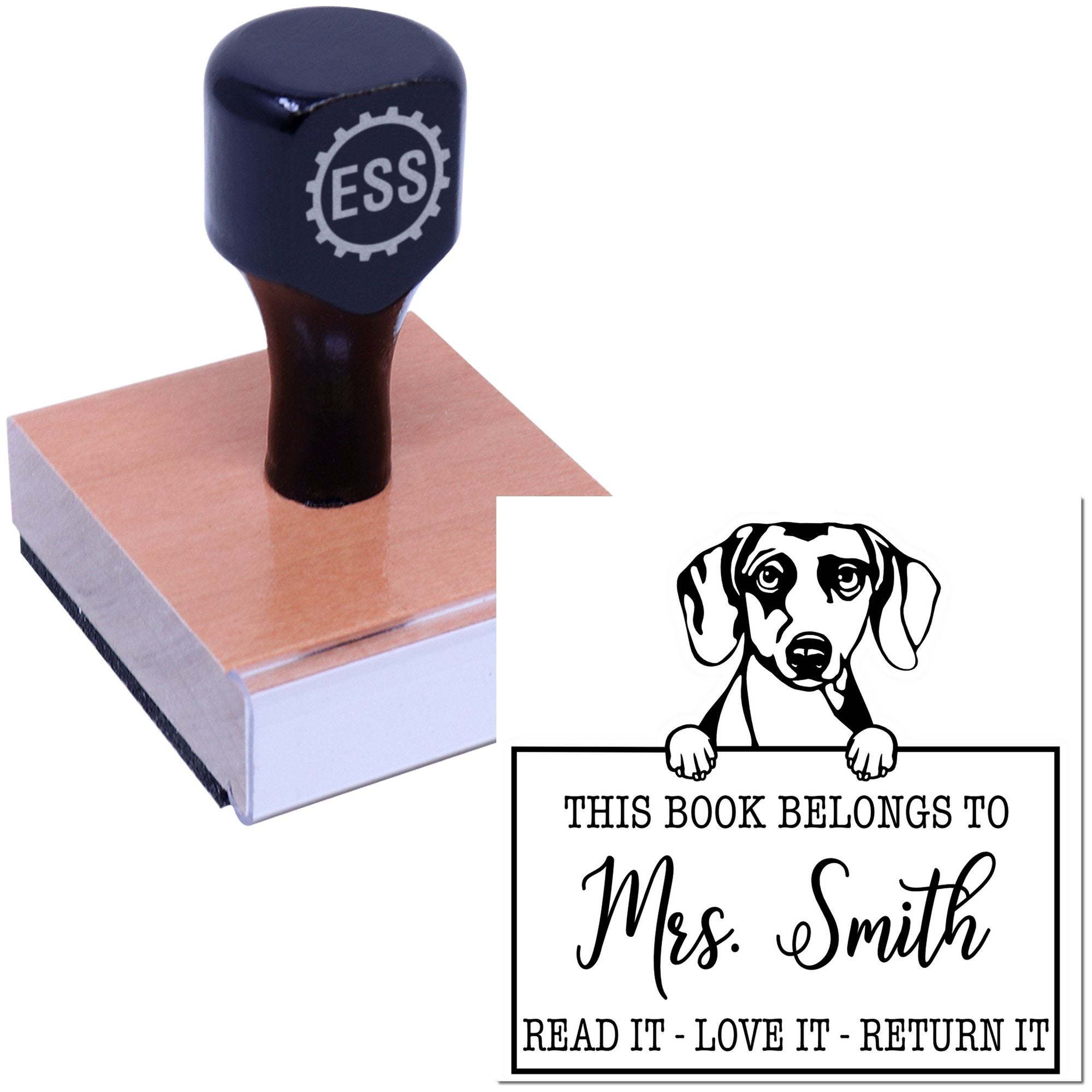 Daschound Customizable Pet This Book Belongs To Stamp