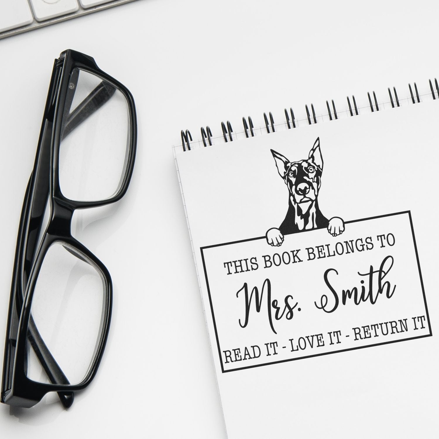 Personalized With Teacher Name Stamp with Doberman Dog - Engineer Seal Stamps