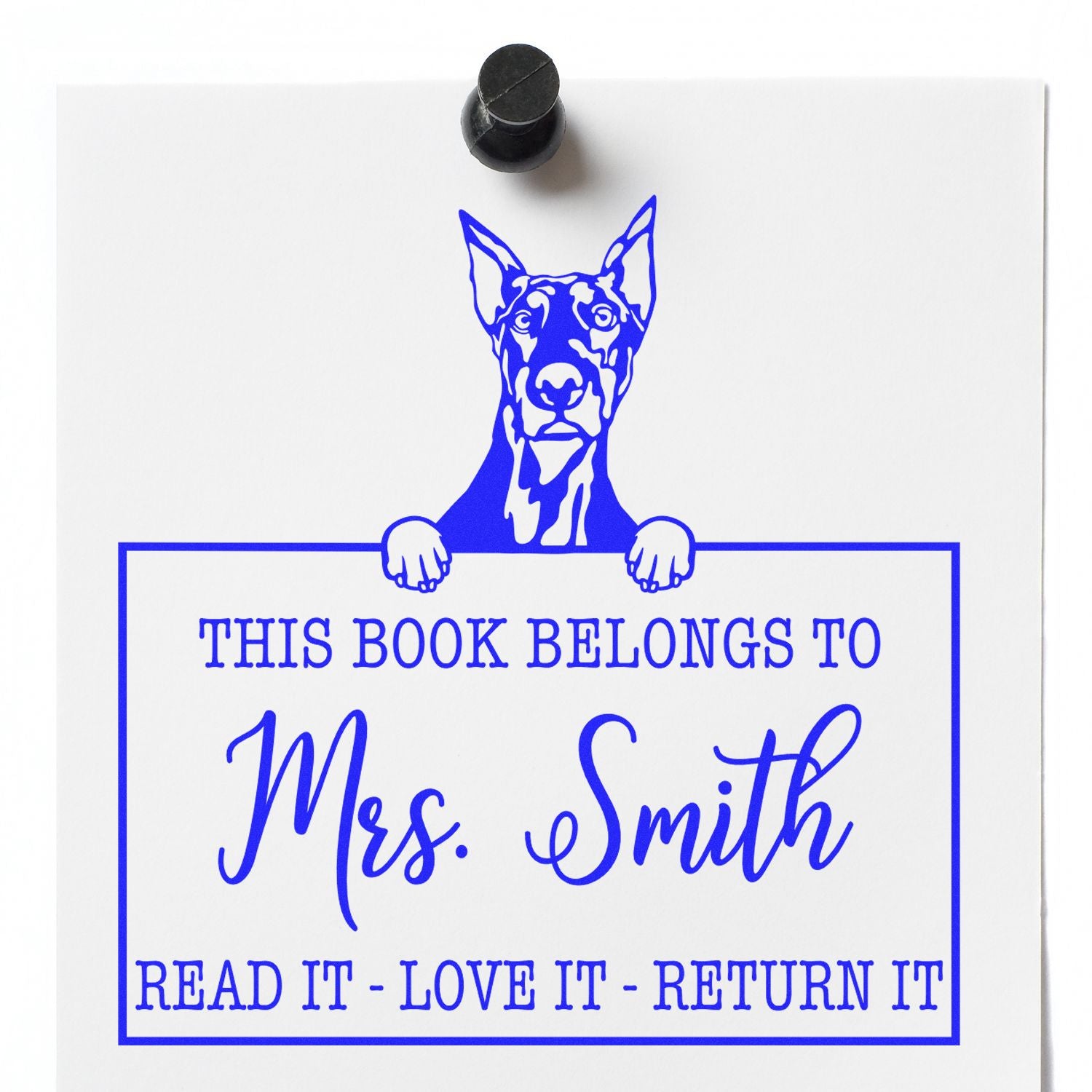 Personalized With Teacher Name Stamp with Doberman Dog - Engineer Seal Stamps