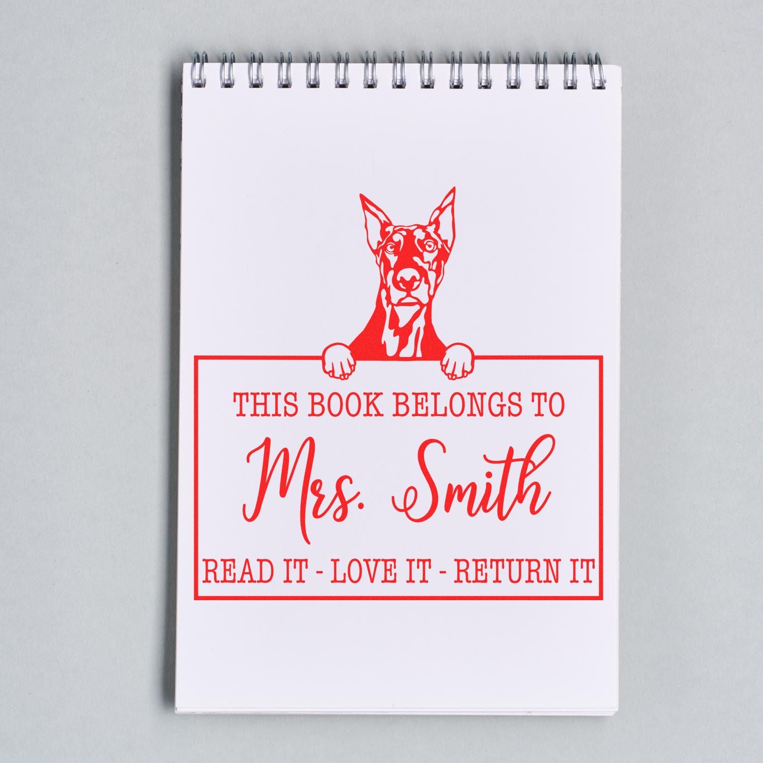 Personalized With Teacher Name Stamp with Doberman Dog - Engineer Seal Stamps