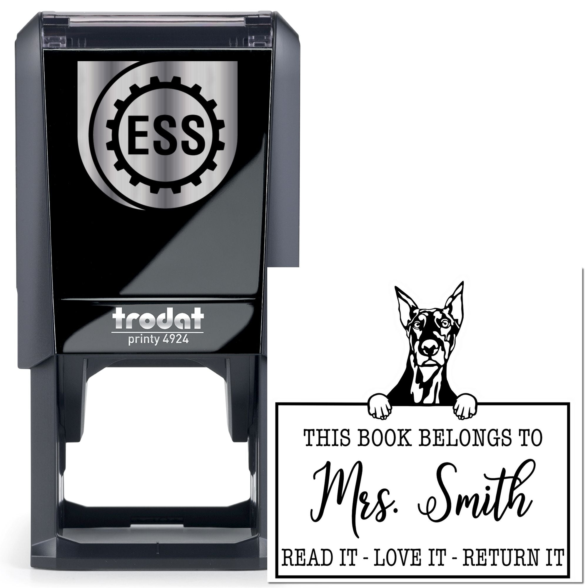Doberman Personalizable Dog Love It Return It Stamp - Engineer Seal Stamps