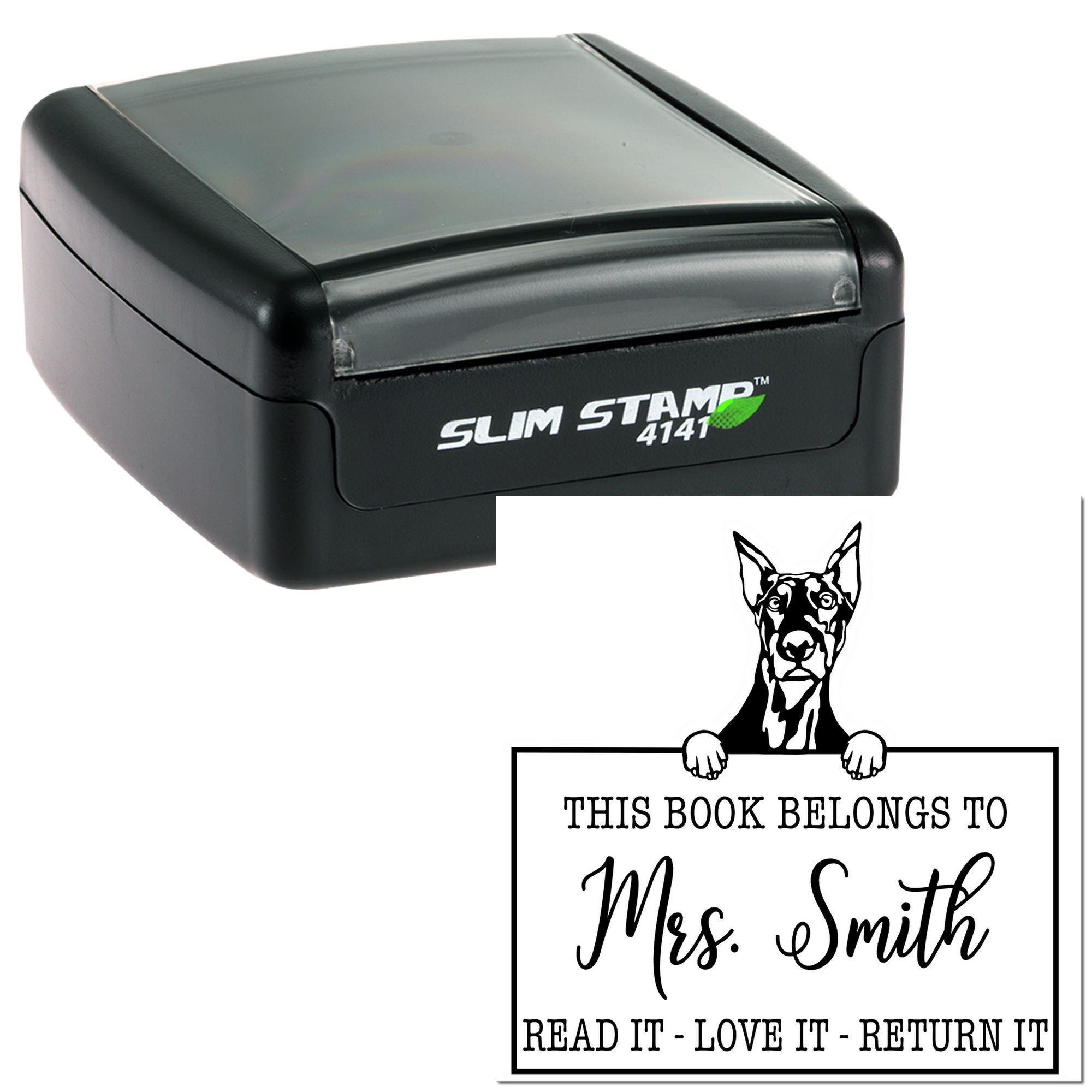 Personalized With Teacher Name Stamp with Doberman Dog - Engineer Seal Stamps