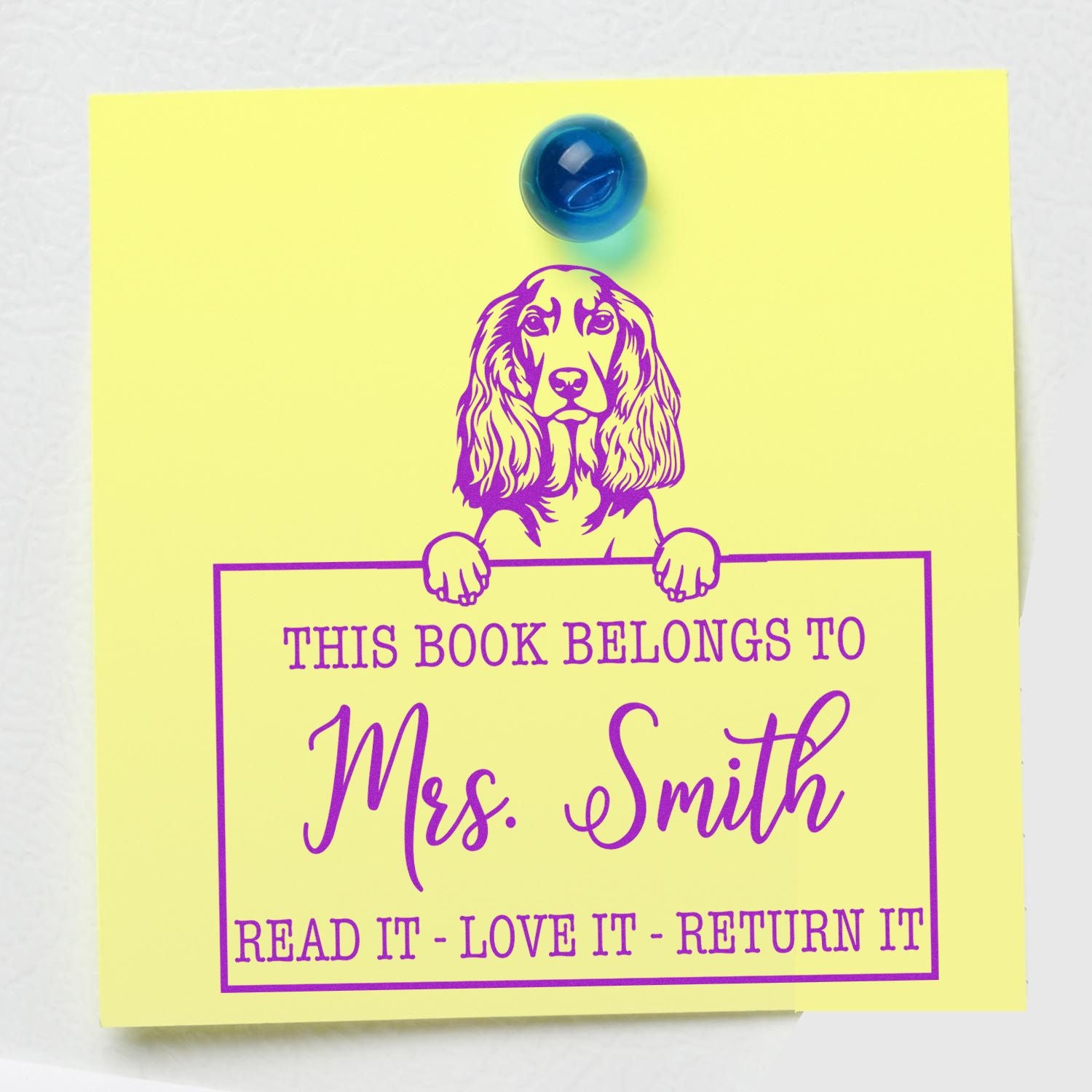 English Cocker Spaniel Customizable Pet Book Stamp
