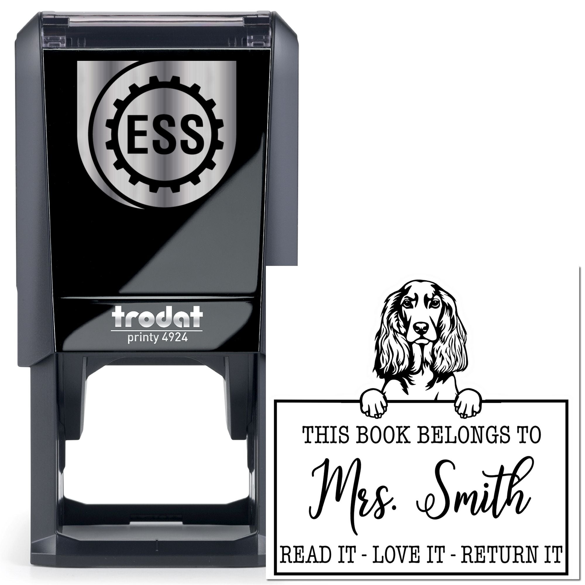 English Cocker Spaniel Personalizable Stamp - Engineer Seal Stamps