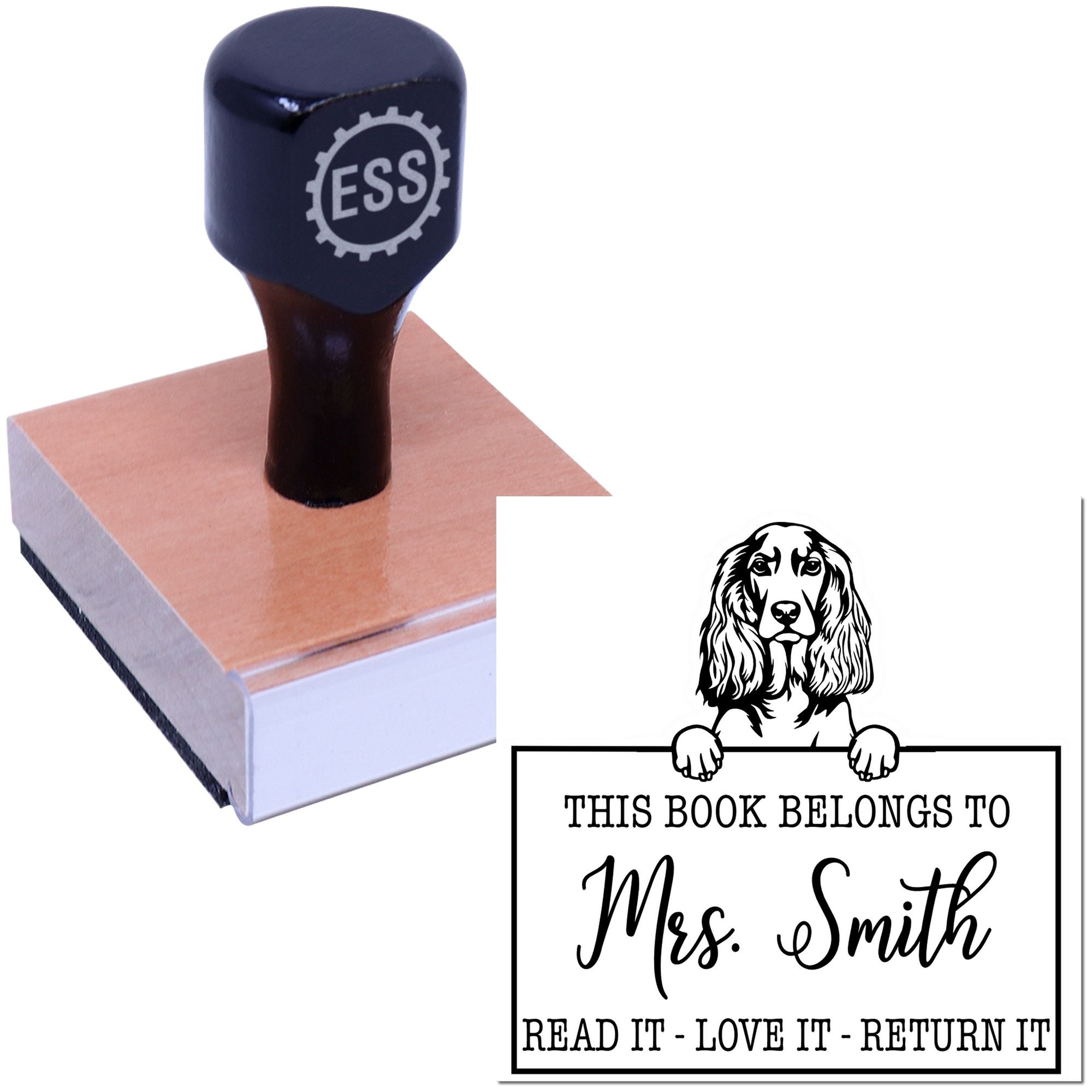 English Cocker Spaniel Customizable Pet Book Stamp