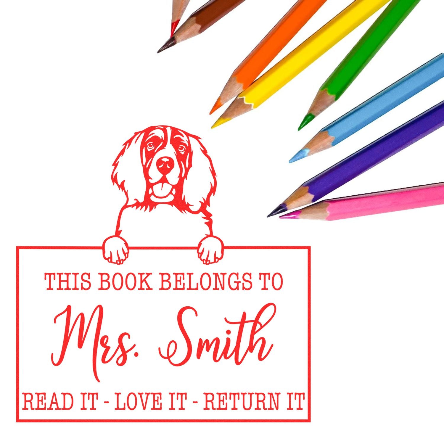 English Springer Spaniel Custom Dog Book Stamp - Engineer Seal Stamps