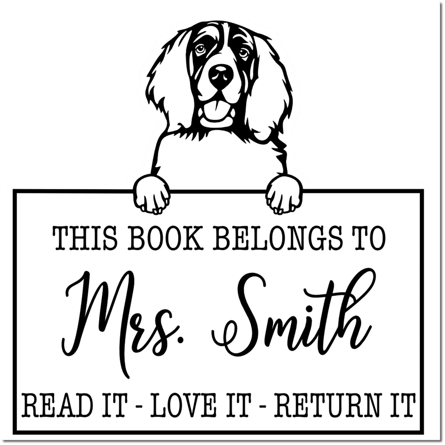 English Springer Spaniel Customizable Pet Library Stamp - Engineer Seal Stamps