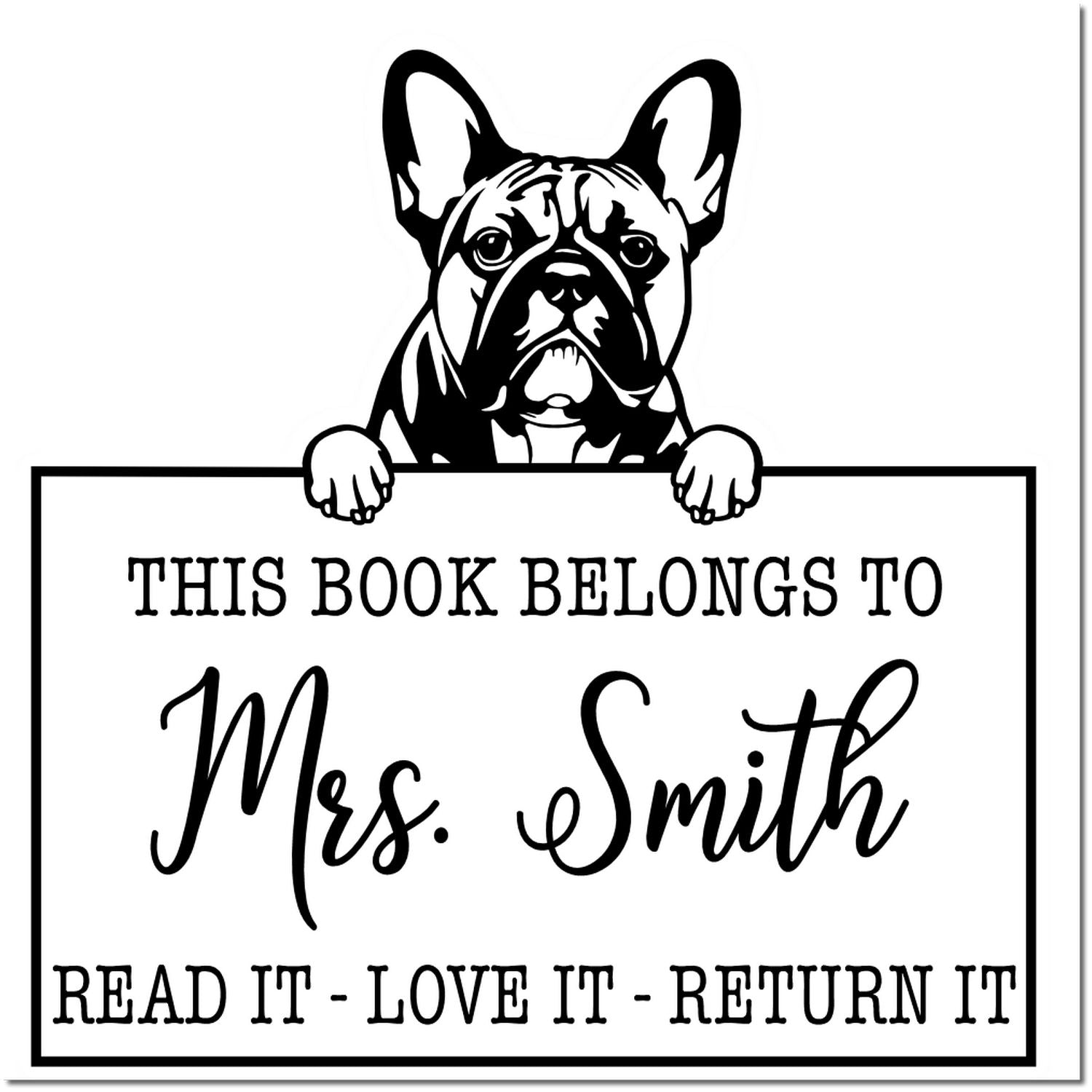 French Bulldog Custom Dog Bookplate? Stamp - Engineer Seal Stamps