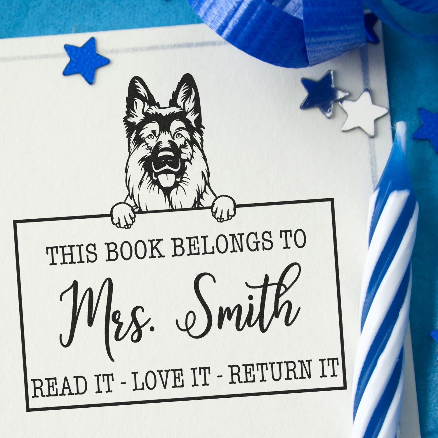 German Shepherd Personalizable Pet Book Stamp - Engineer Seal Stamps