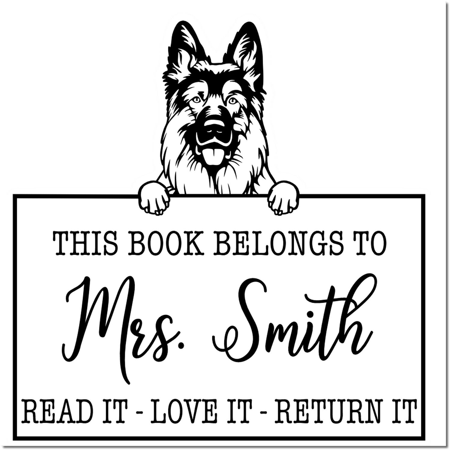 German Shepherd Personalizable Pet Book Stamp - Engineer Seal Stamps