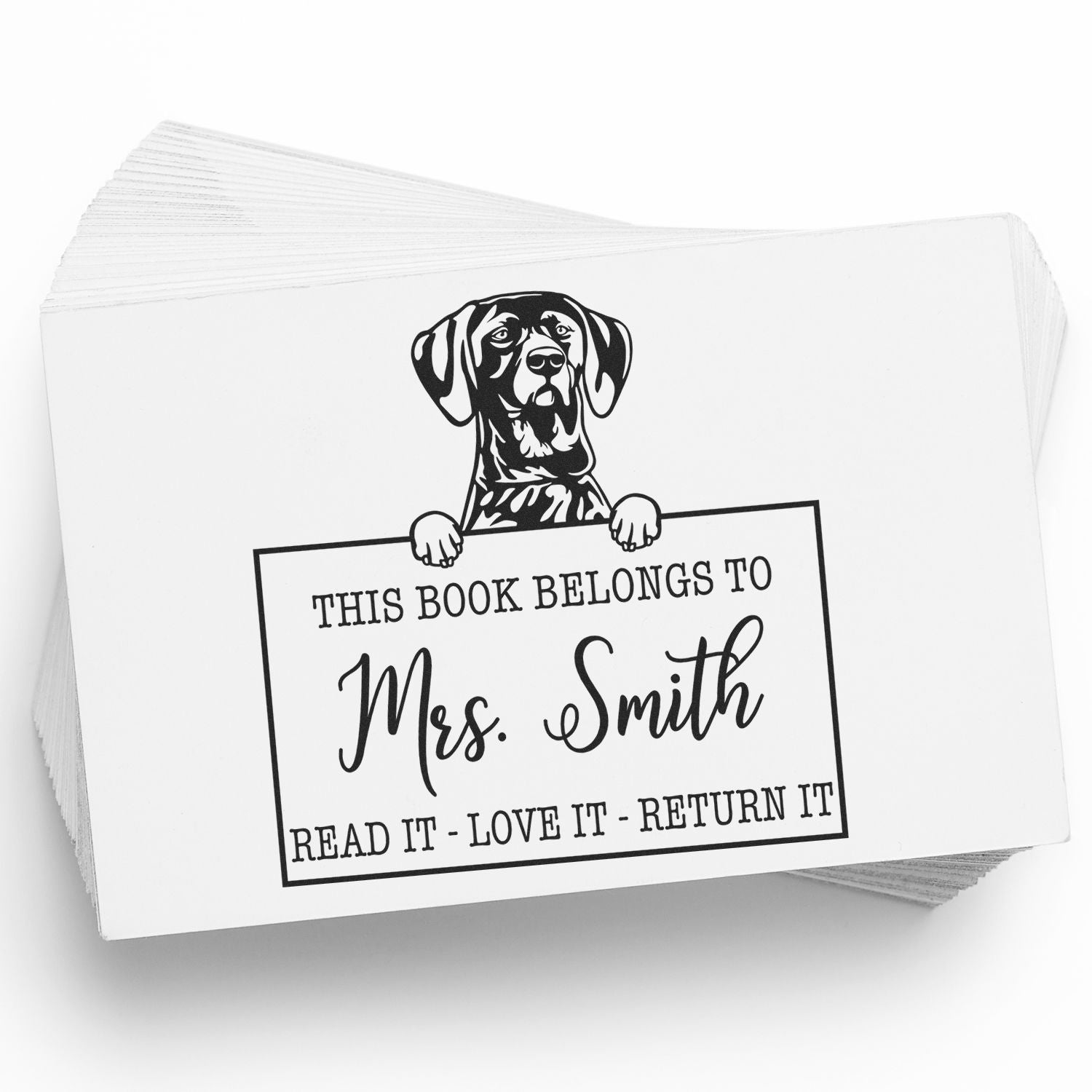 Customized Love Books, Return Books Stamp with German Shorthaired Pointer - Engineer Seal Stamps