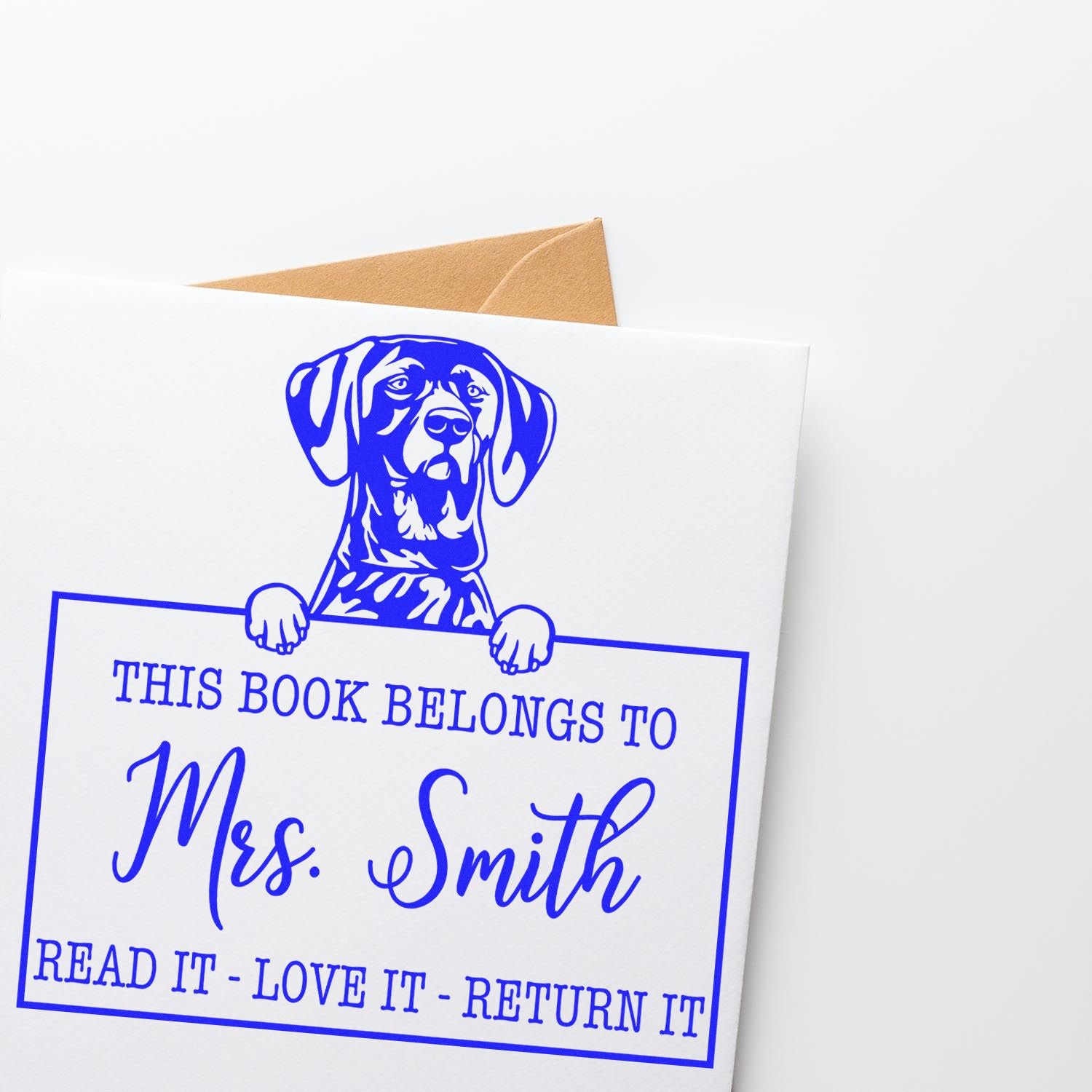 Personalized Book Personalization Tool Stamp with German Shorthaired Pointer Dog - Engineer Seal Stamps