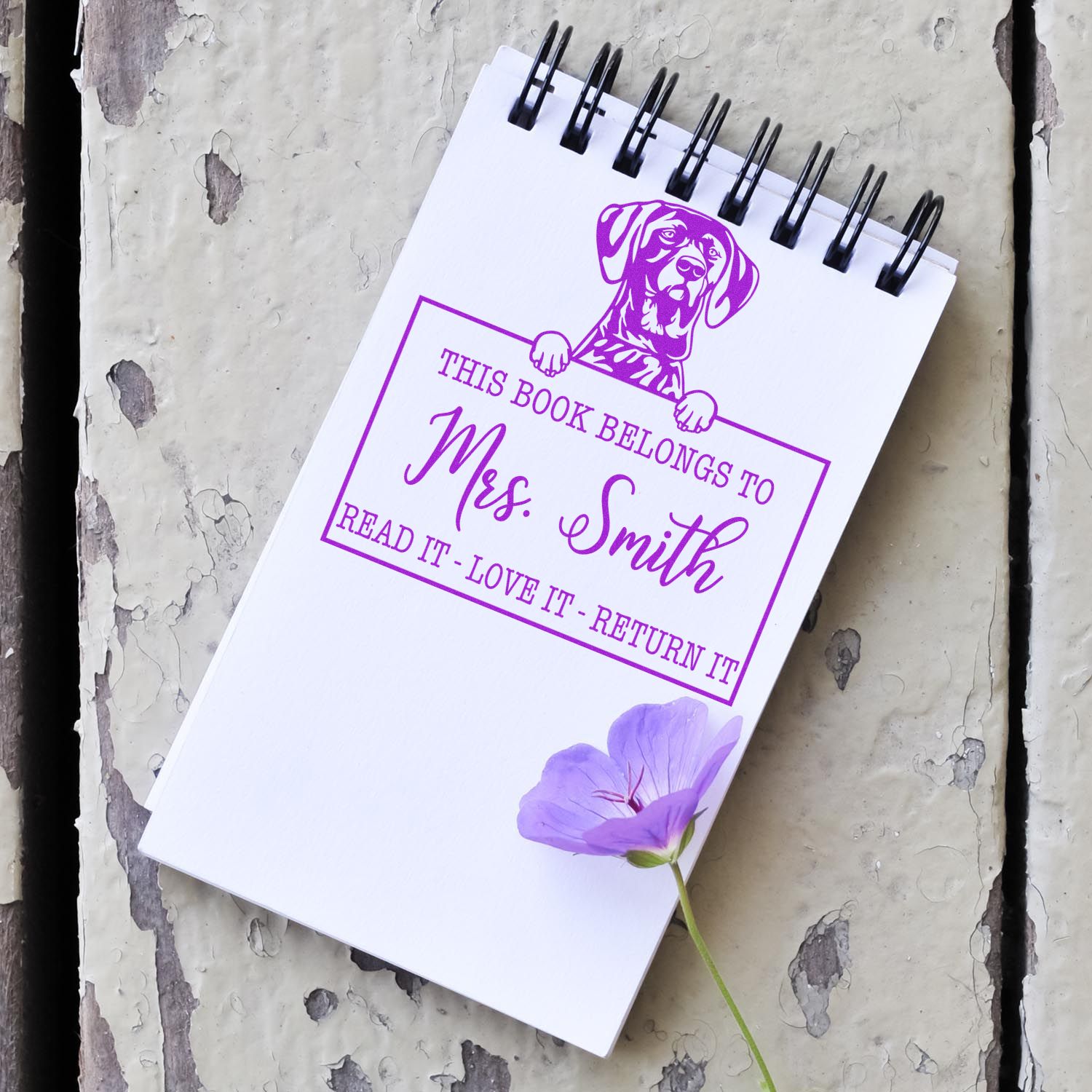 Personalized Book Personalization Tool Stamp with German Shorthaired Pointer Dog - Engineer Seal Stamps