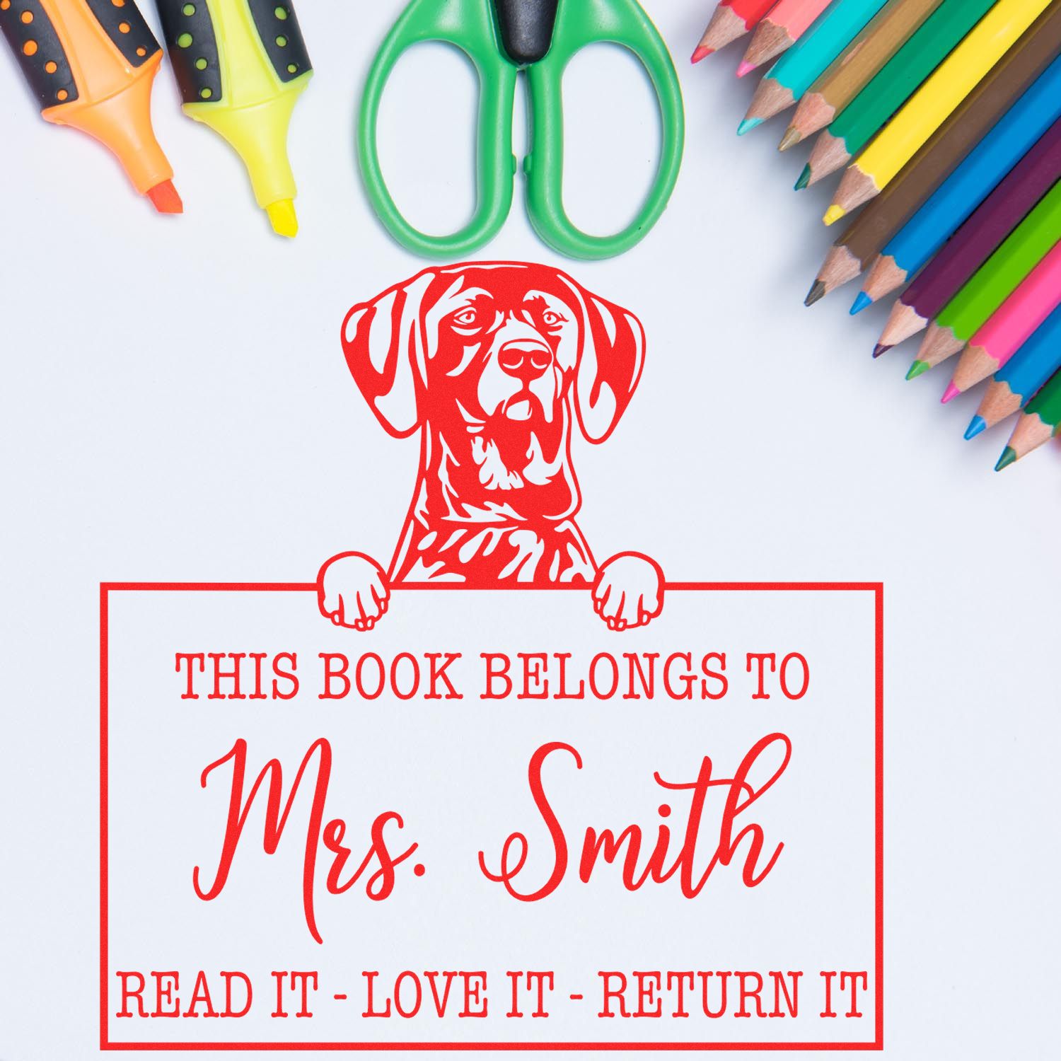 German Shorthaired Pointer Personalizable Pet Bookplate? Stamp - Engineer Seal Stamps