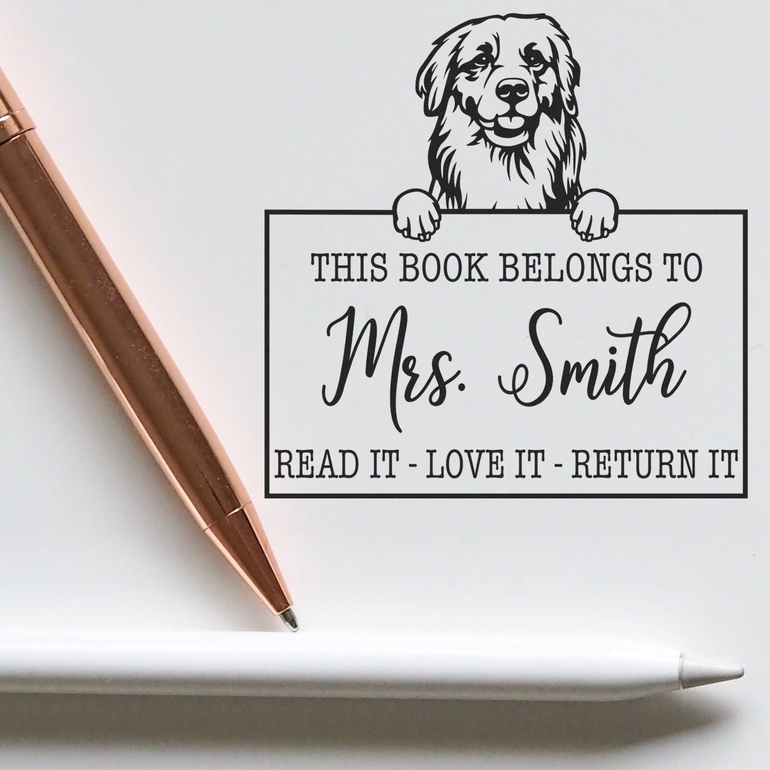 Golden Retriever Personalizable Pet Read It Love It Return It Stamp - Engineer Seal Stamps