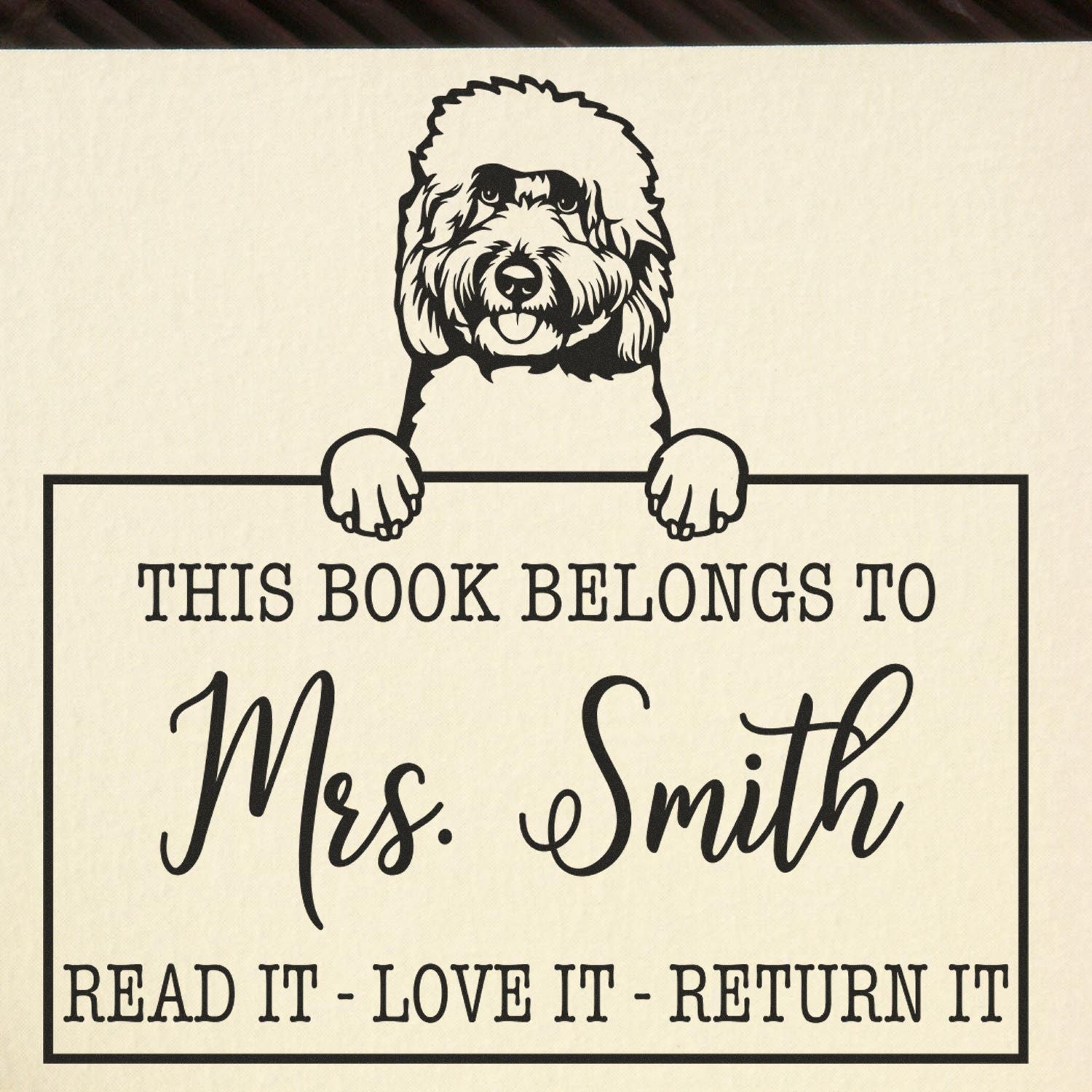 Personalized Classroom Stamp with Goldendoodle - Engineer Seal Stamps