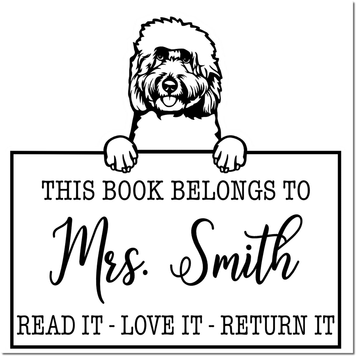 Goldendoodle Personalizable Pet Read It Return It Stamp - Engineer Seal Stamps