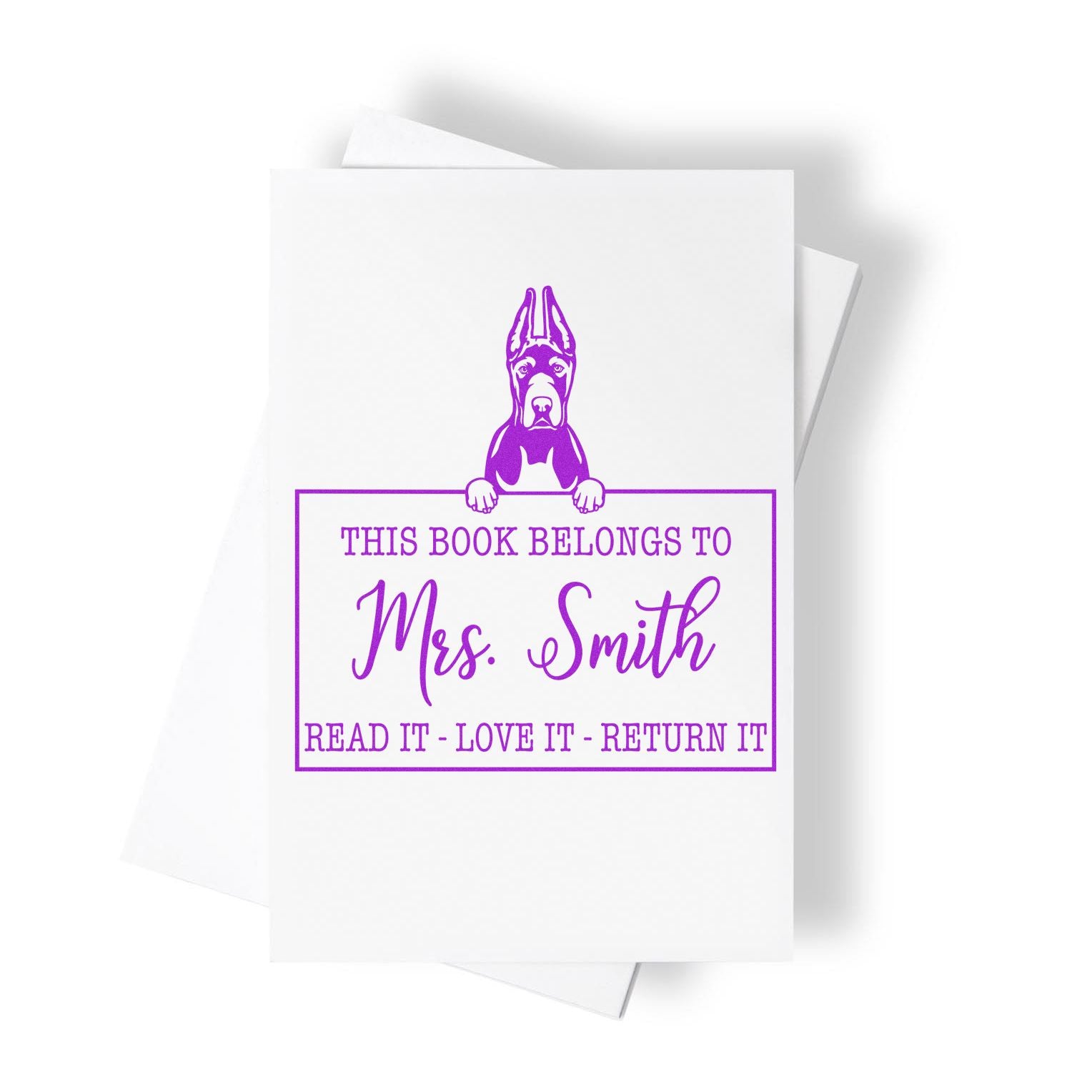 Personalized From The Desk Of Teacher Stamp with Great Dane Cropped Ears Dog - Engineer Seal Stamps