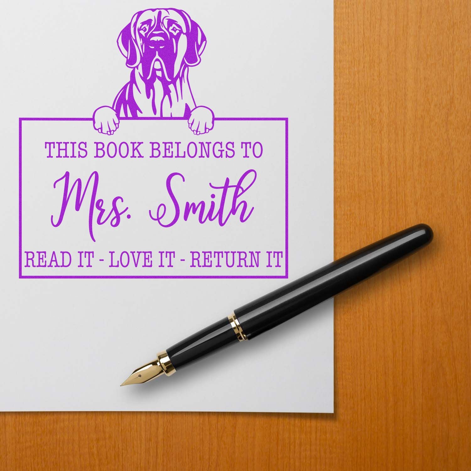 Great Dane Personalizable Pet This Book Belongs To Stamp