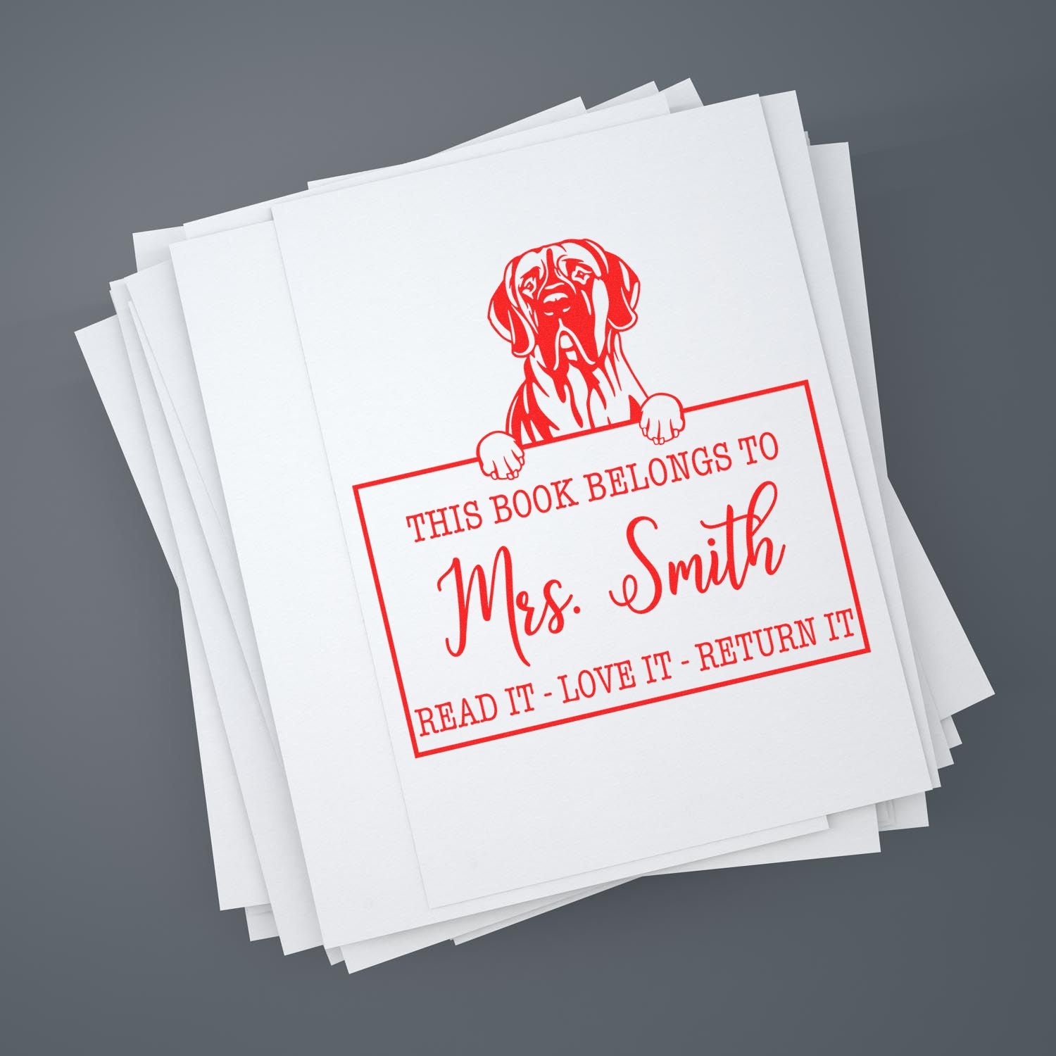 Great Dane Custom Dog Book Stamp - Engineer Seal Stamps