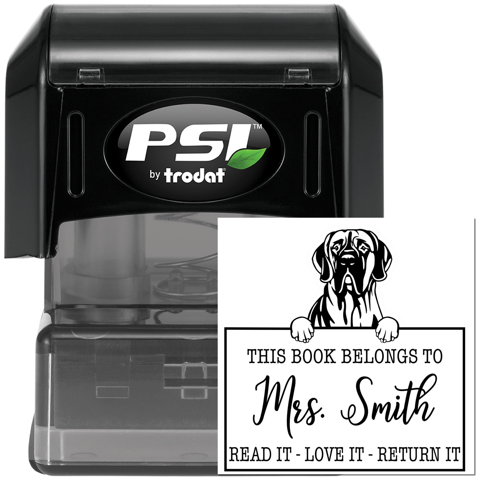 Personalized Book Stamp with Great Dane - Engineer Seal Stamps