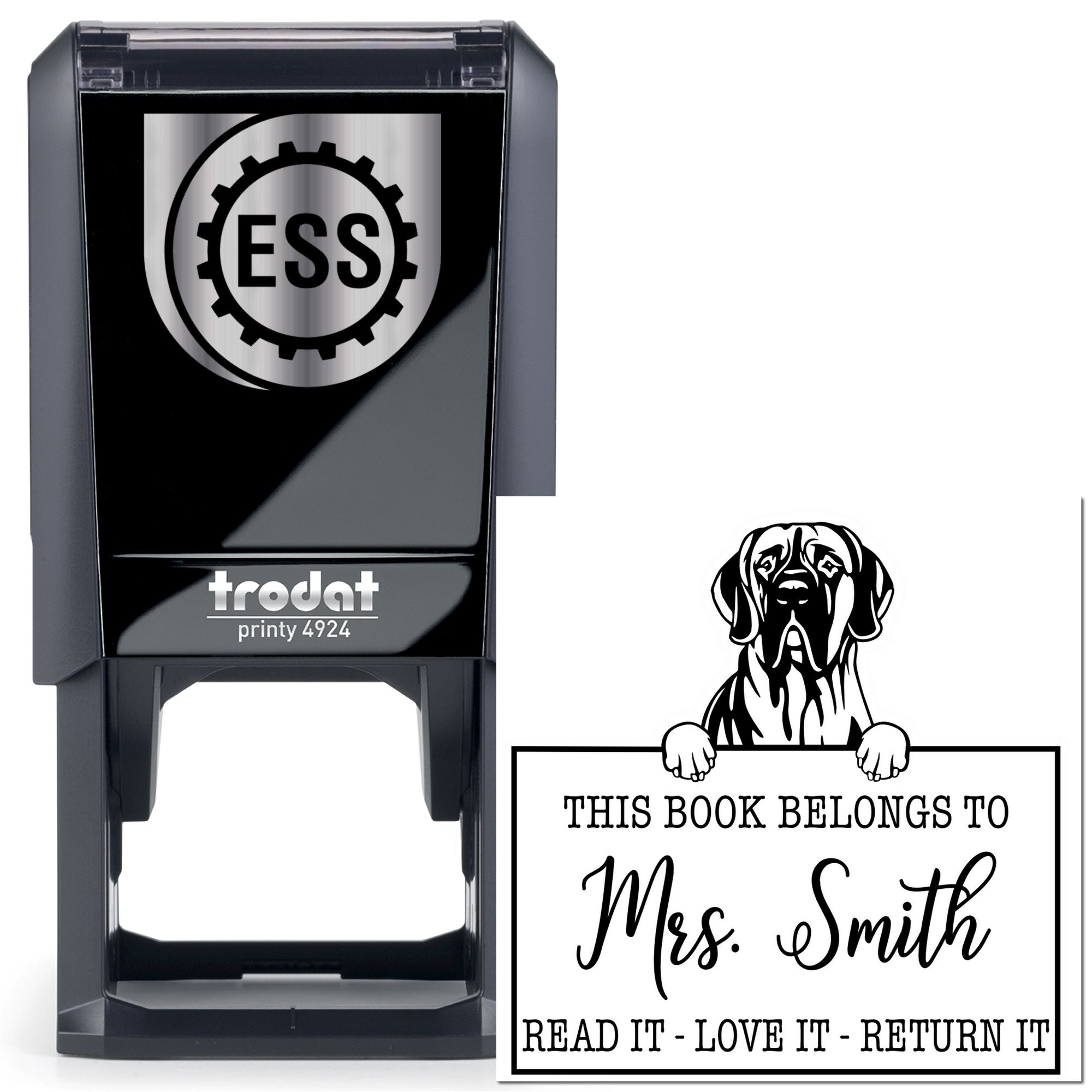Great Dane Custom Dog Book Stamp - Engineer Seal Stamps