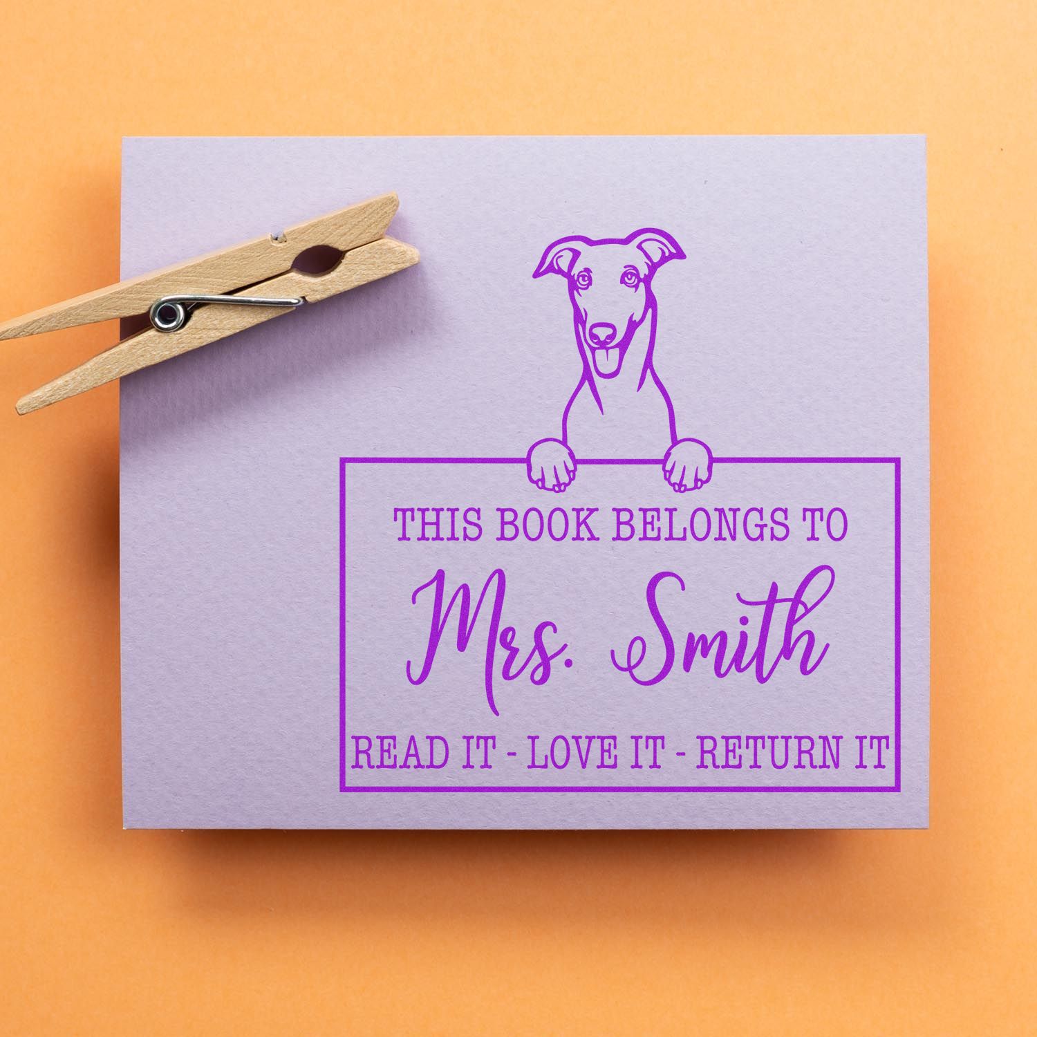 Greyhound Personalizable Pet Book Stamp - Engineer Seal Stamps