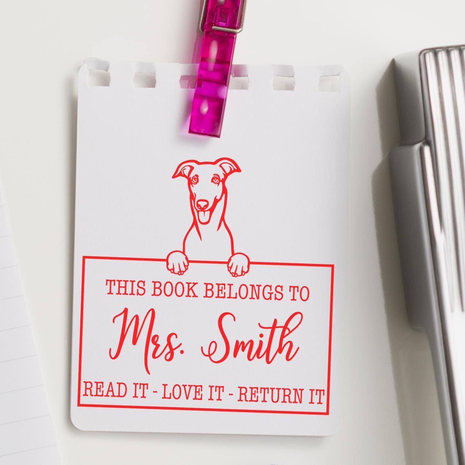 Greyhound Personalizable Pet Book Stamp - Engineer Seal Stamps