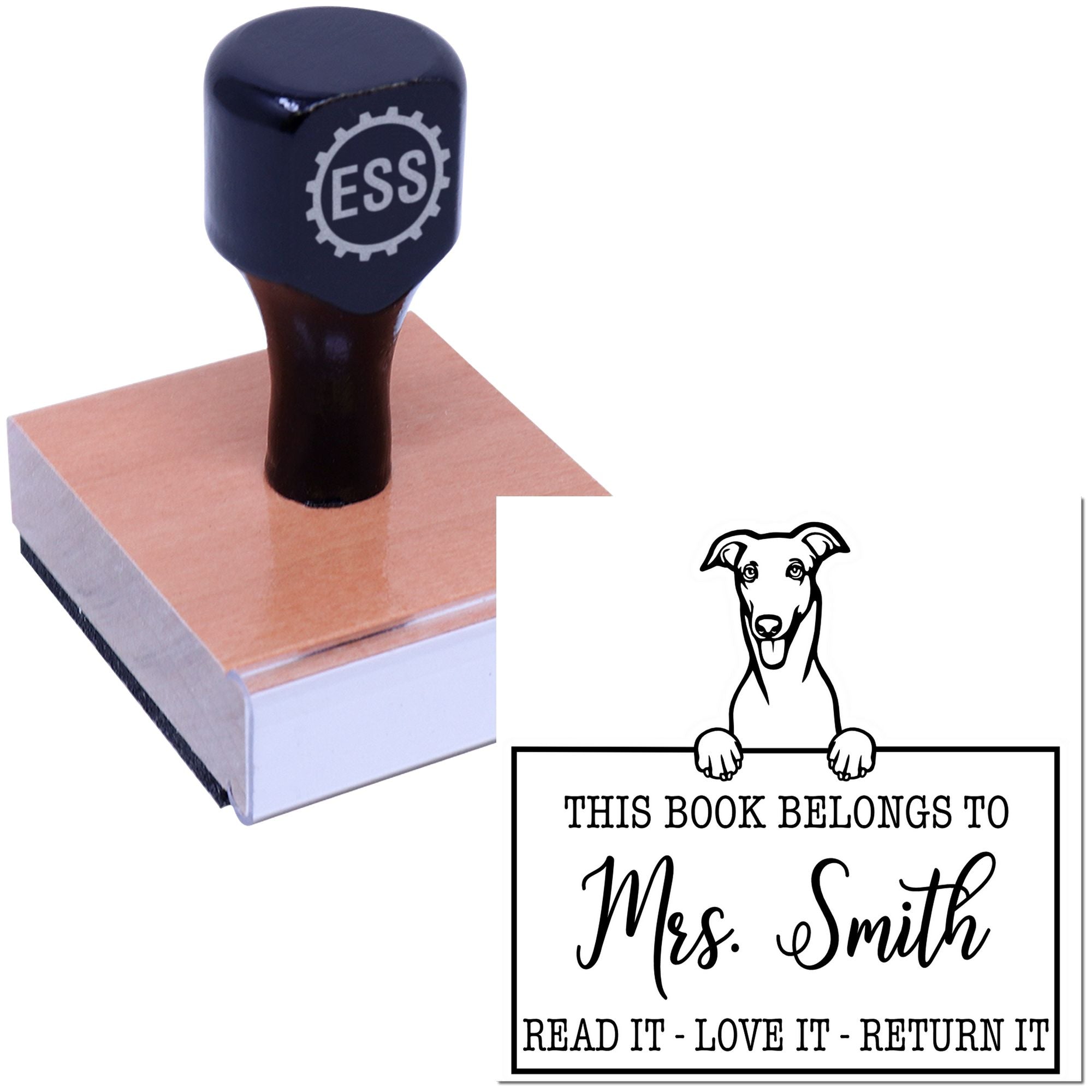 Greyhound Personalizable Pet Book Stamp - Engineer Seal Stamps
