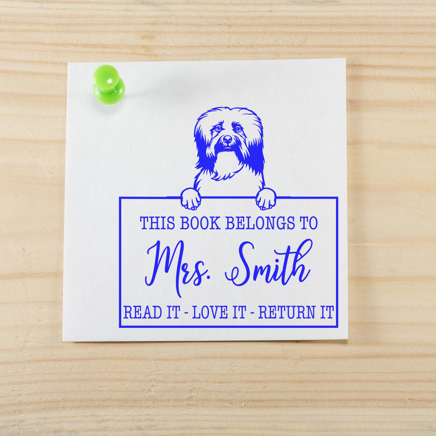 Personalized Teacher's Library Stamp with Havanese - Engineer Seal Stamps