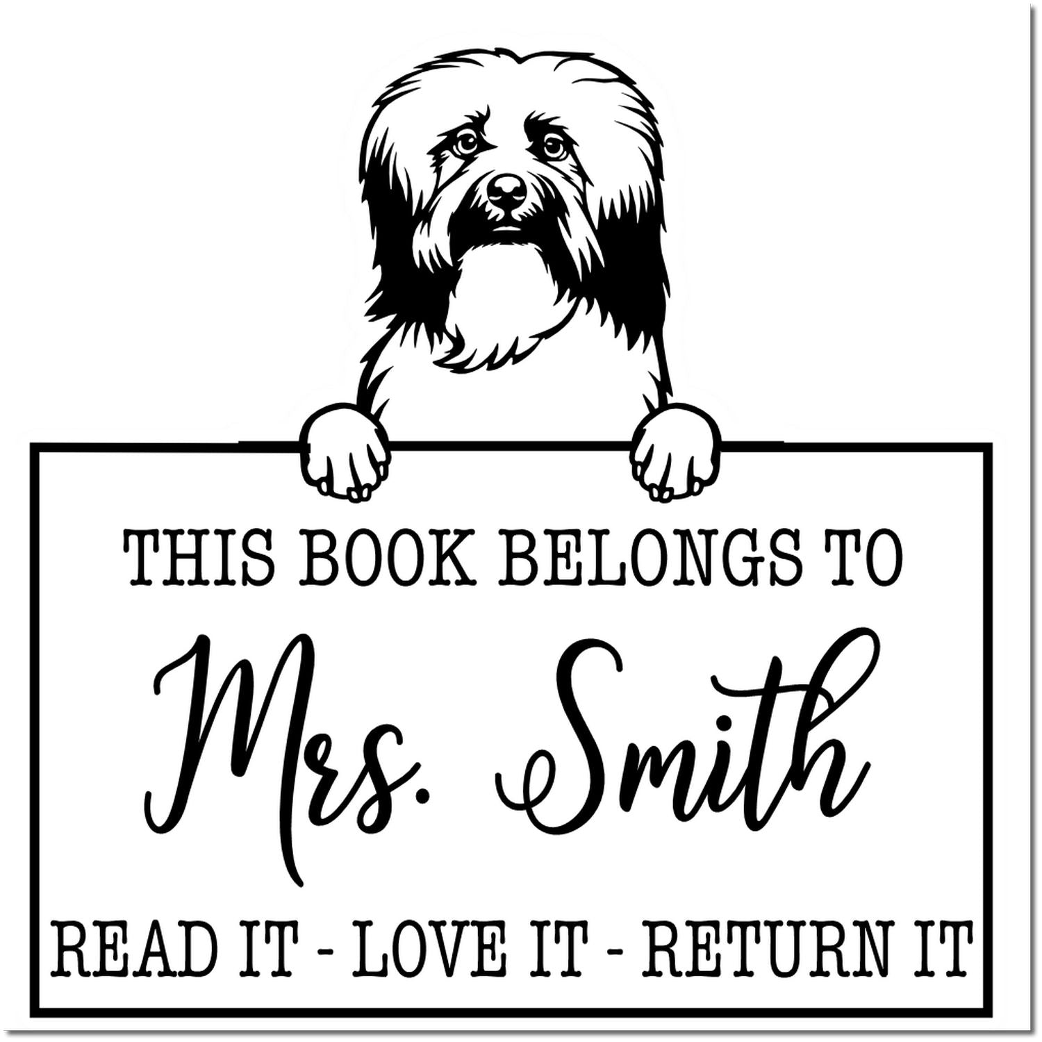 Havanese Personalizable Pet Library Stamp - Engineer Seal Stamps