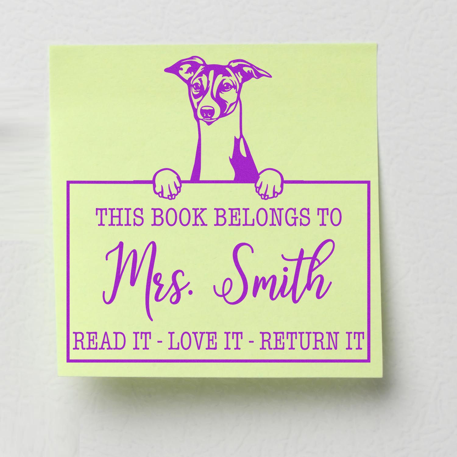 Personalized Borrowed Book Stamp with Italian Greyhound Dog - Engineer Seal Stamps