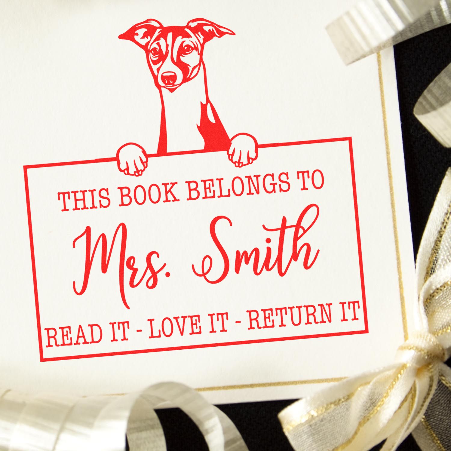 Personalized Teacher Stamp with Italian Greyhound - Engineer Seal Stamps