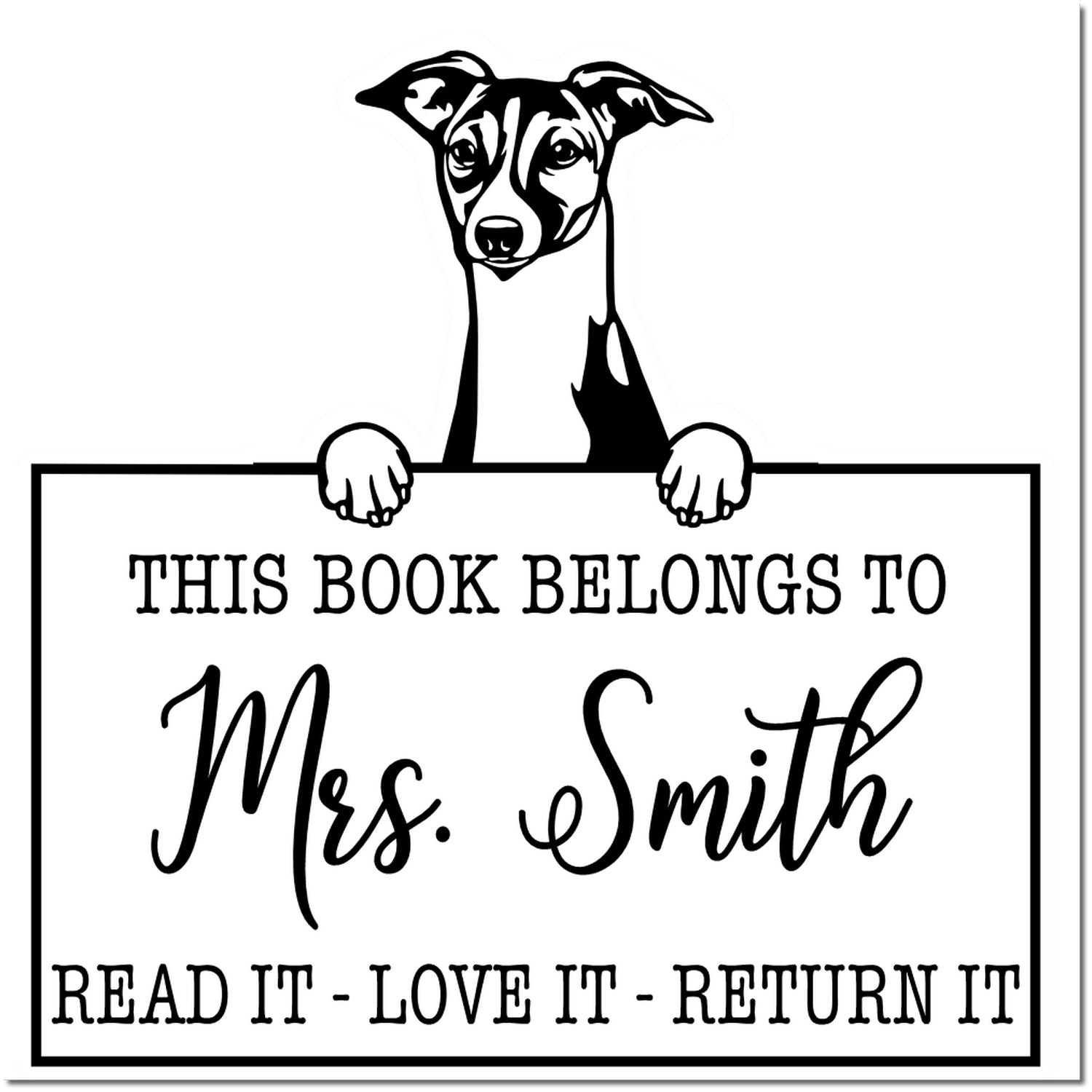 Italian Greyhound Customized Dog Book Stamp - Engineer Seal Stamps