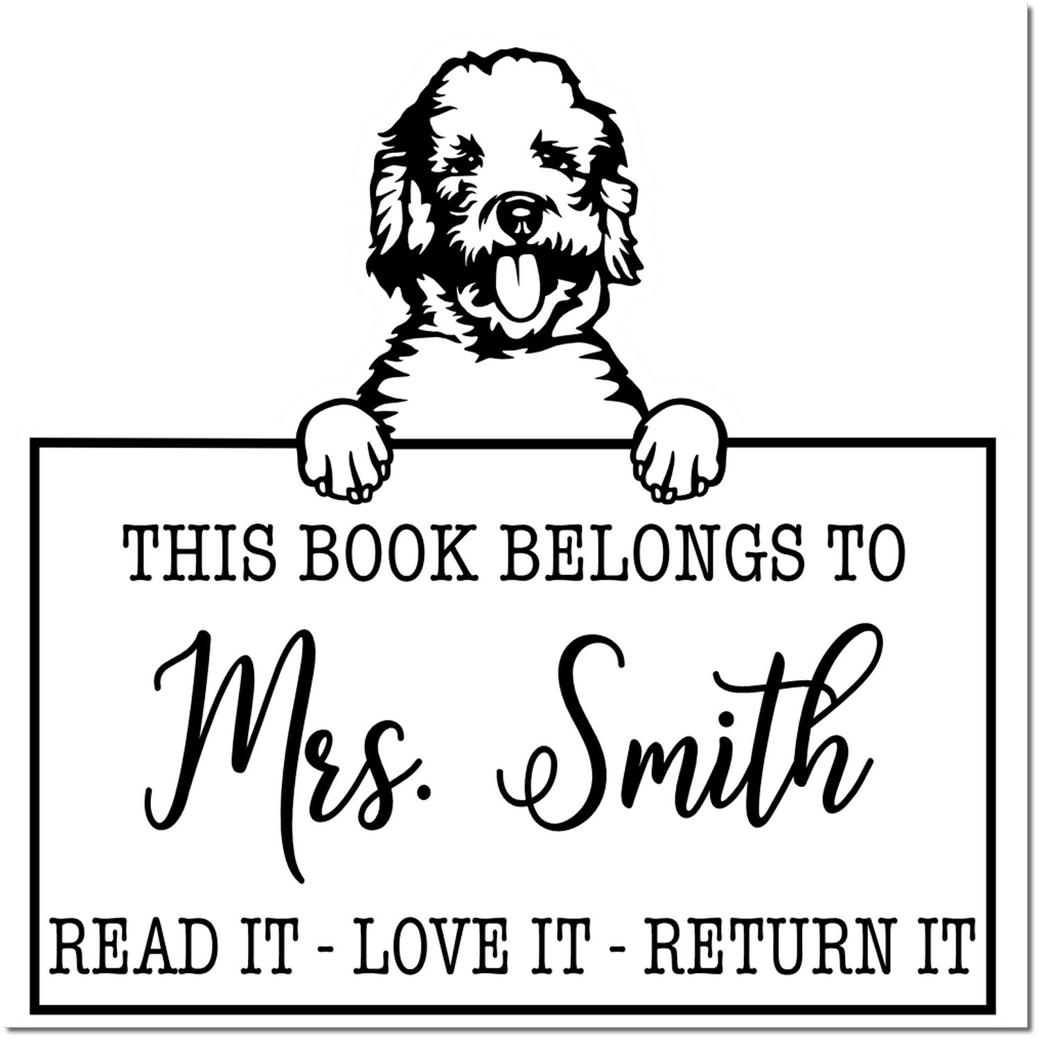 Labradoodle Custom Pet Book Stamp - Engineer Seal Stamps